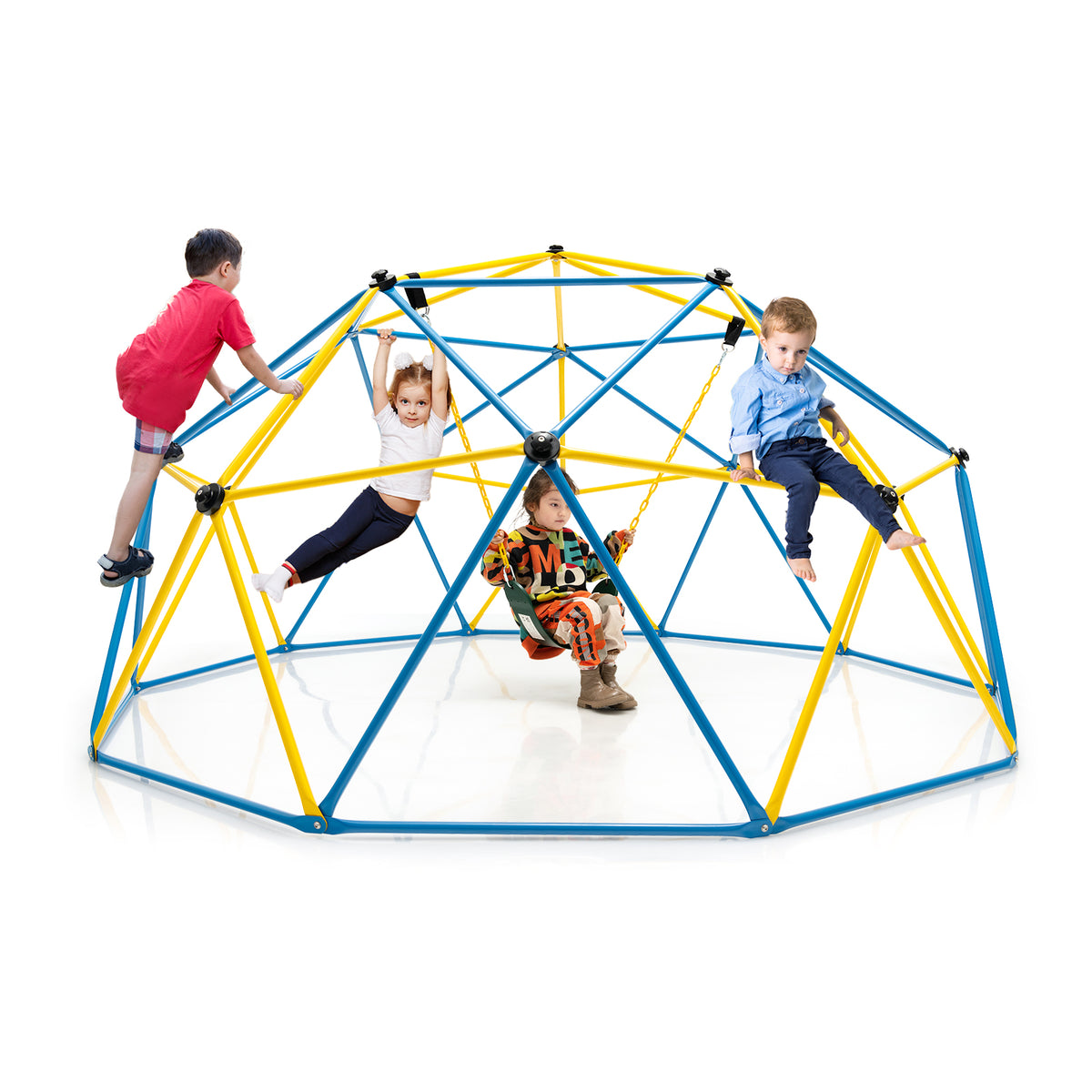 10ft Geometric Dome Climber with Swing - 800 Lbs Capacity-Playground Climbers & Slides-DECOROLALA