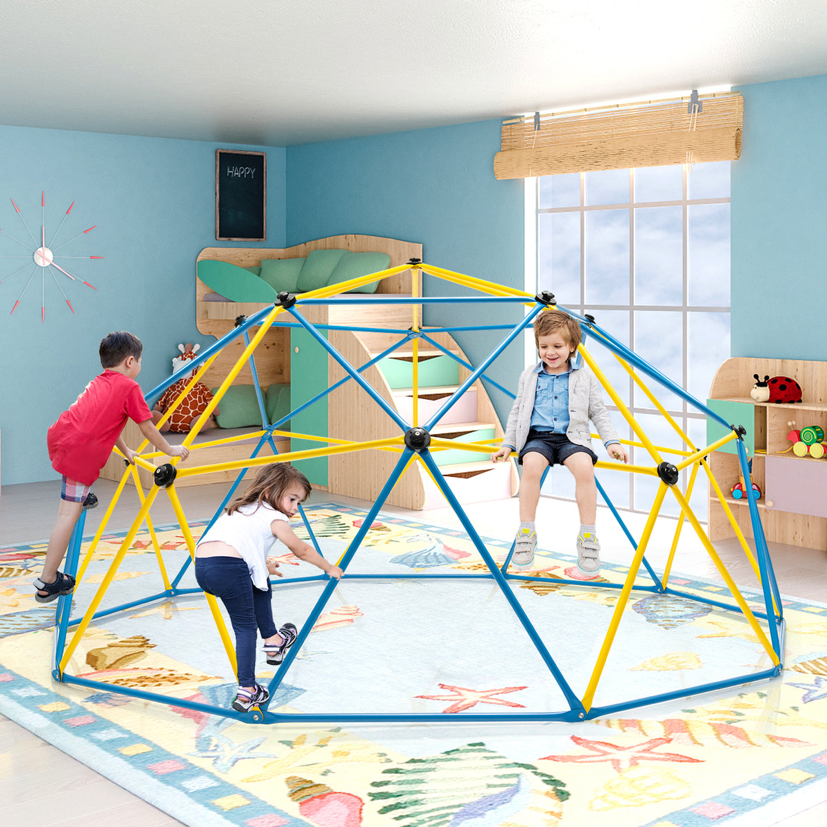 10ft Geometric Dome Climber with Swing - 800 Lbs Capacity-Playground Climbers & Slides-DECOROLALA
