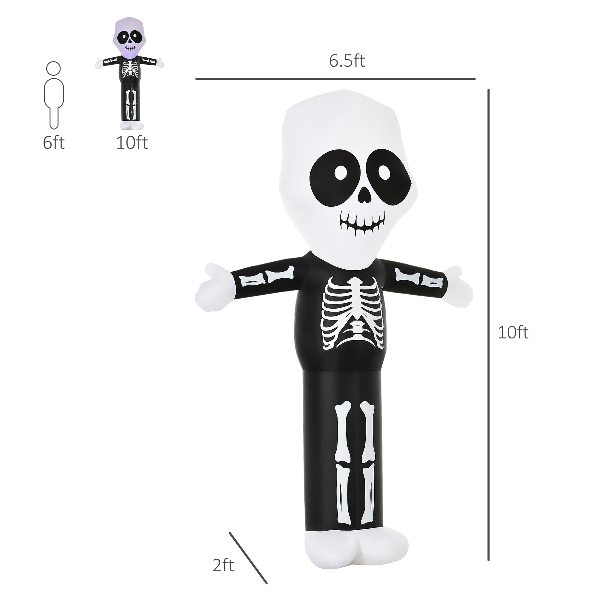 10ft Halloween Inflatable Skeleton Ghost Decoration, LED Lighted for Home Indoor Outdoor Garden Lawn Decoration Party Prop-Home Furnishings > Holiday & Seasonal > Halloween Decorations-DECOROLALA