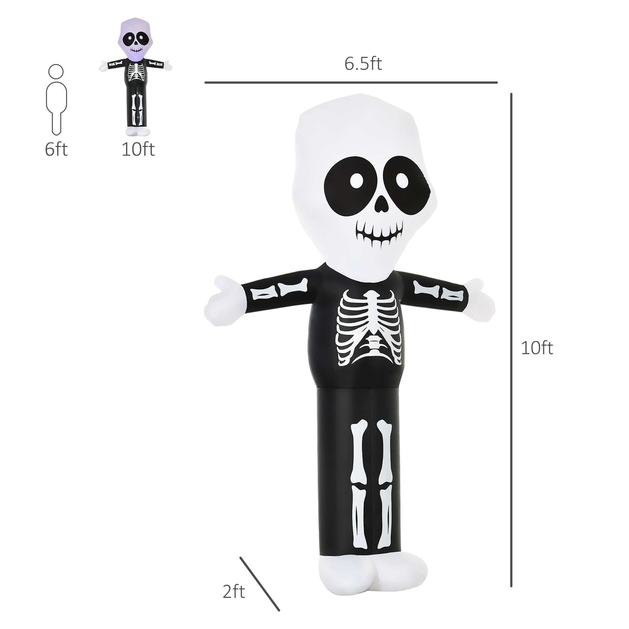10ft Halloween Inflatable Skeleton Ghost Decoration, LED Lighted for Home Indoor Outdoor Garden Lawn Decoration Party Prop-Home Furnishings > Holiday & Seasonal > Halloween Decorations-DECOROLALA
