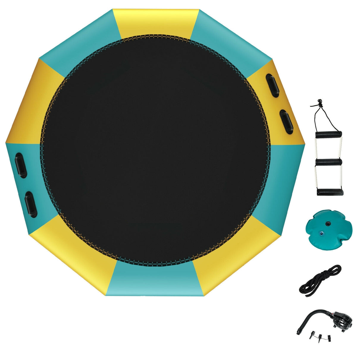 10ft Inflatable Water Bouncer Trampoline with Inflator and Ladder-Trampolines-DECOROLALA