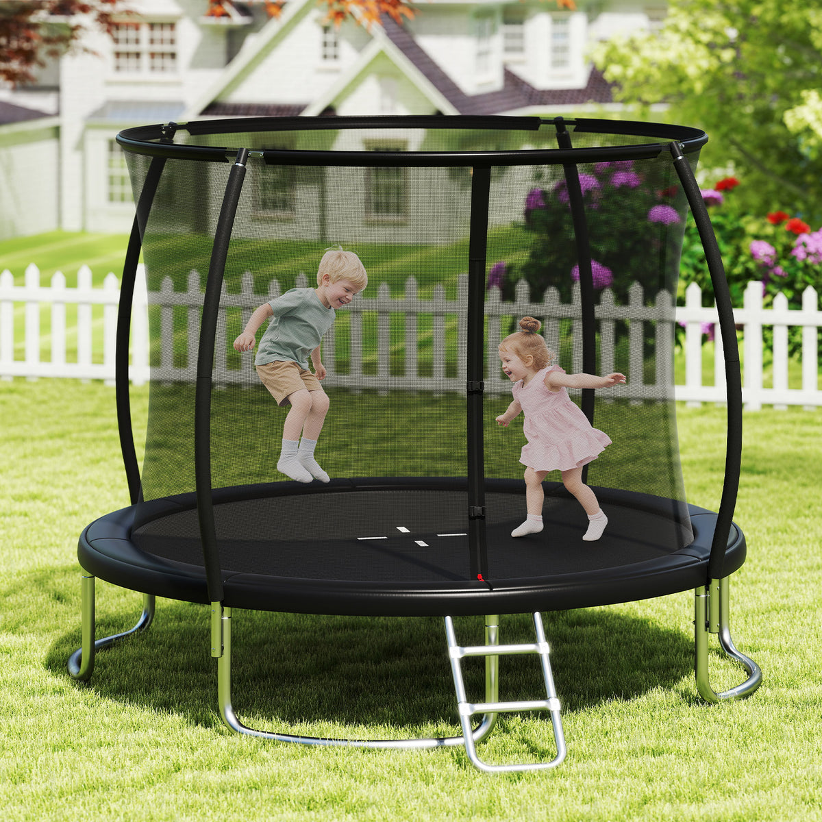 10ft Outdoor Trampoline with Safety Enclosure Net and Ladder-Trampolines-DECOROLALA