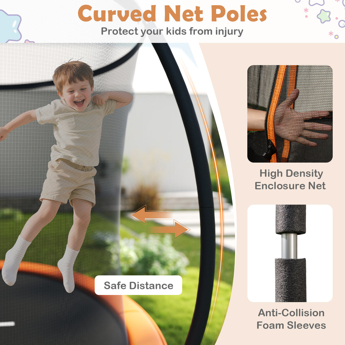 10ft Outdoor Trampoline with Safety Enclosure Net and Ladder-Trampolines-DECOROLALA