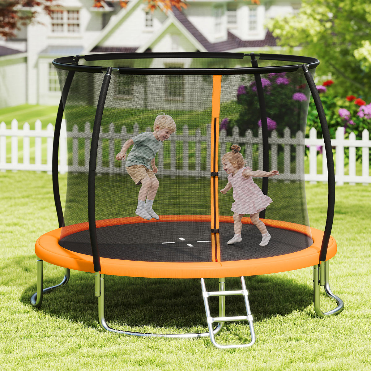 10ft Outdoor Trampoline with Safety Enclosure Net and Ladder-Trampolines-DECOROLALA