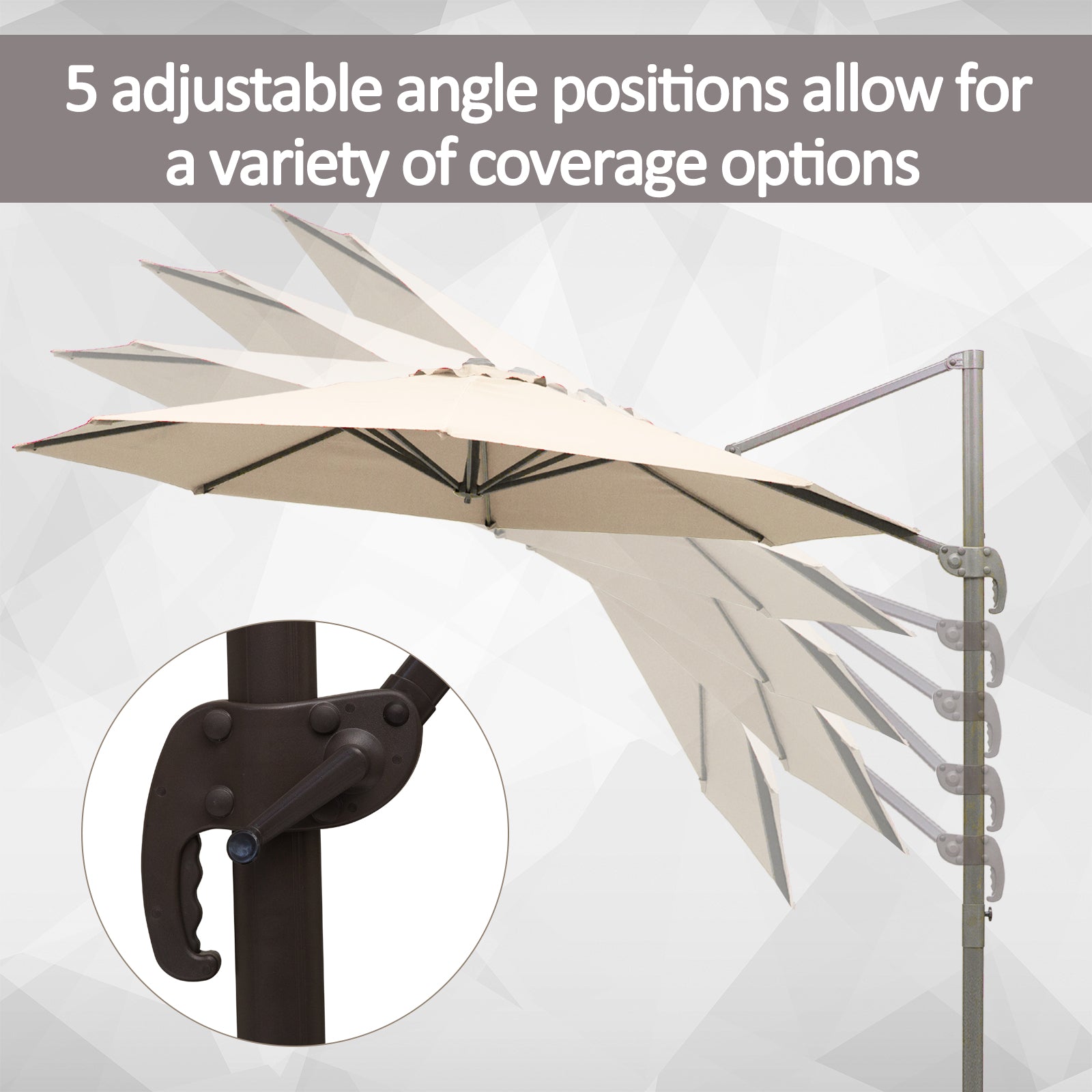10ft Patio Umbrella 360° Rotatable, Cantilever Cream Shade for Garden Pool Deck-DECOROLALA