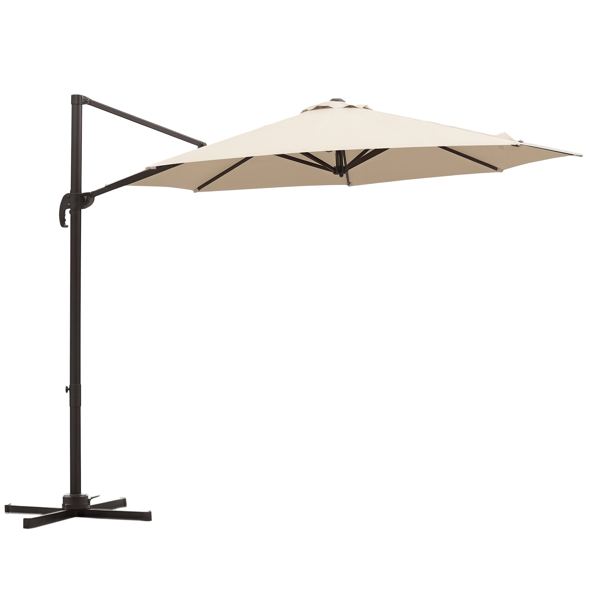 10ft Patio Umbrella 360° Rotatable, Cantilever Cream Shade for Garden Pool Deck-DECOROLALA