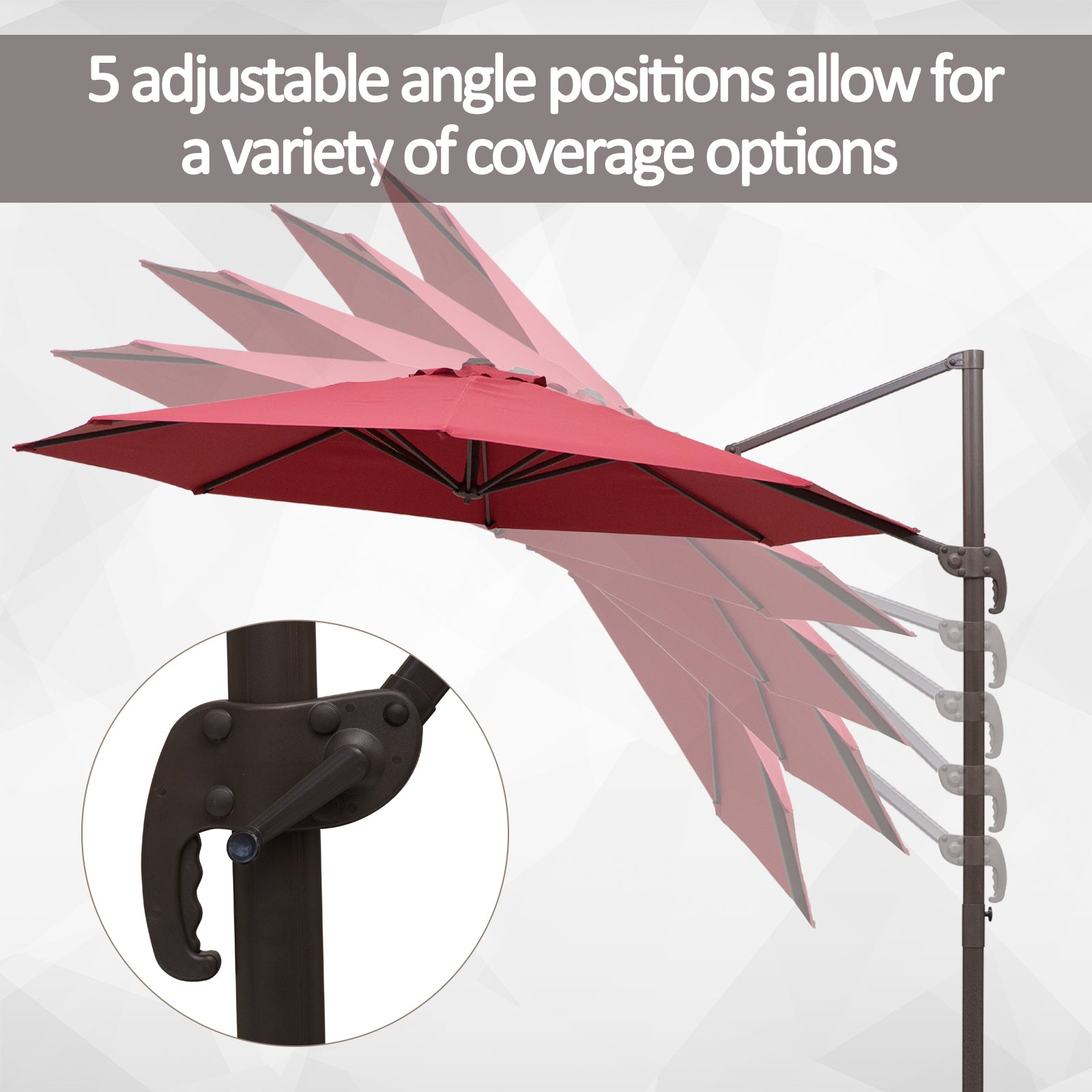 10ft Patio Umbrella Wine Red, 360° Rotation, Crank, Cross Base for Garden-DECOROLALA