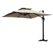 10ft Square Patio Umbrella, 360¡ Rotatable, Crank Handle, Khaki-DECOROLALA