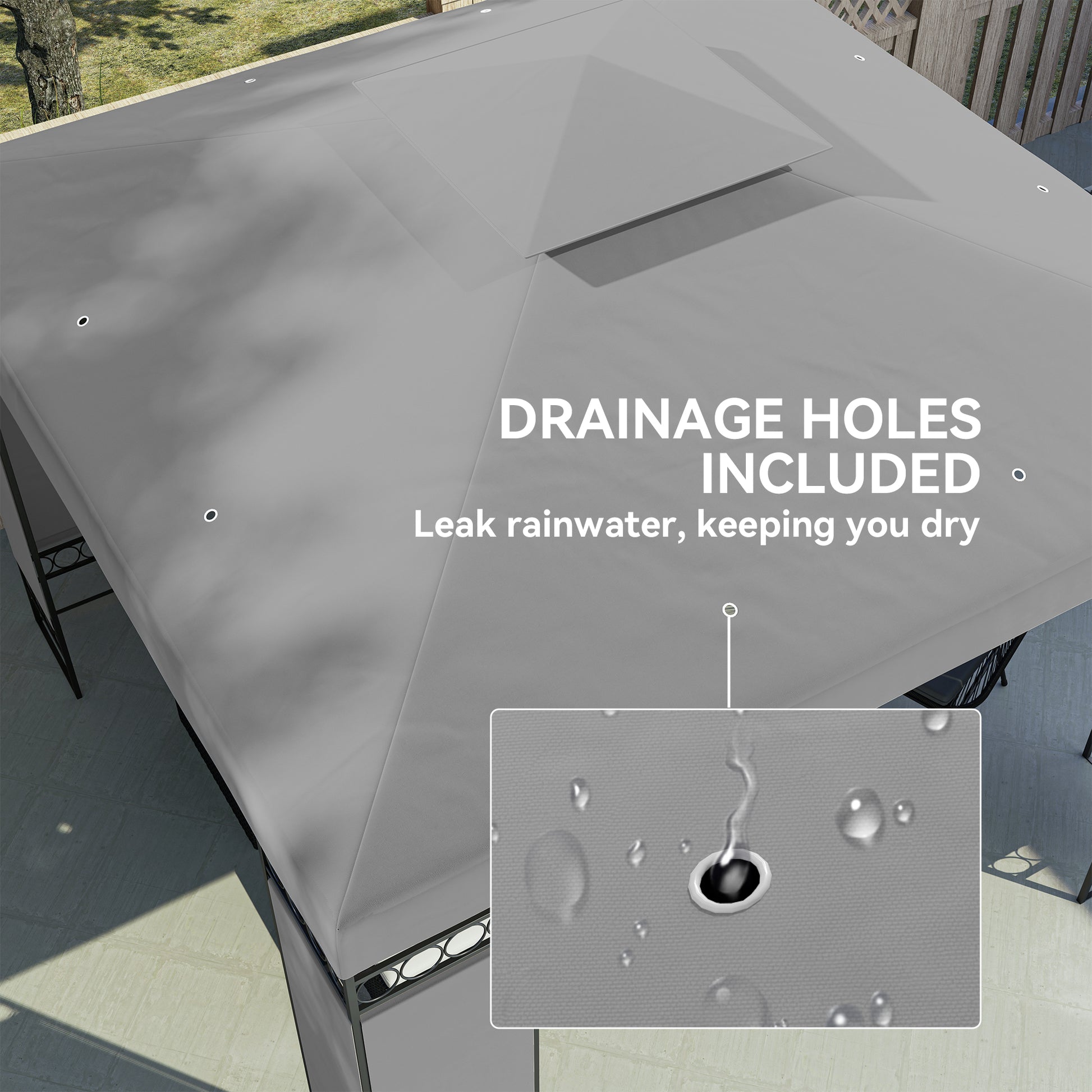 10x10 Canopy Gazebo - Double Roof Screen Light Grey-DECOROLALA