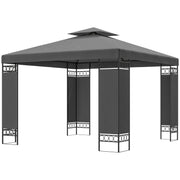 10x10 Canopy Gazebo with Screen Panels Dark Grey-DECOROLALA