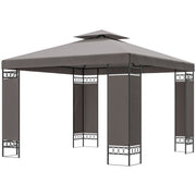 10x10 FT Canopy Gazebo - Double Roof Khaki Patio Tent-DECOROLALA