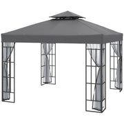 10x10 Gazebo Canopy Portable Party Backyard w/ Mosquito Netting Grey-DECOROLALA