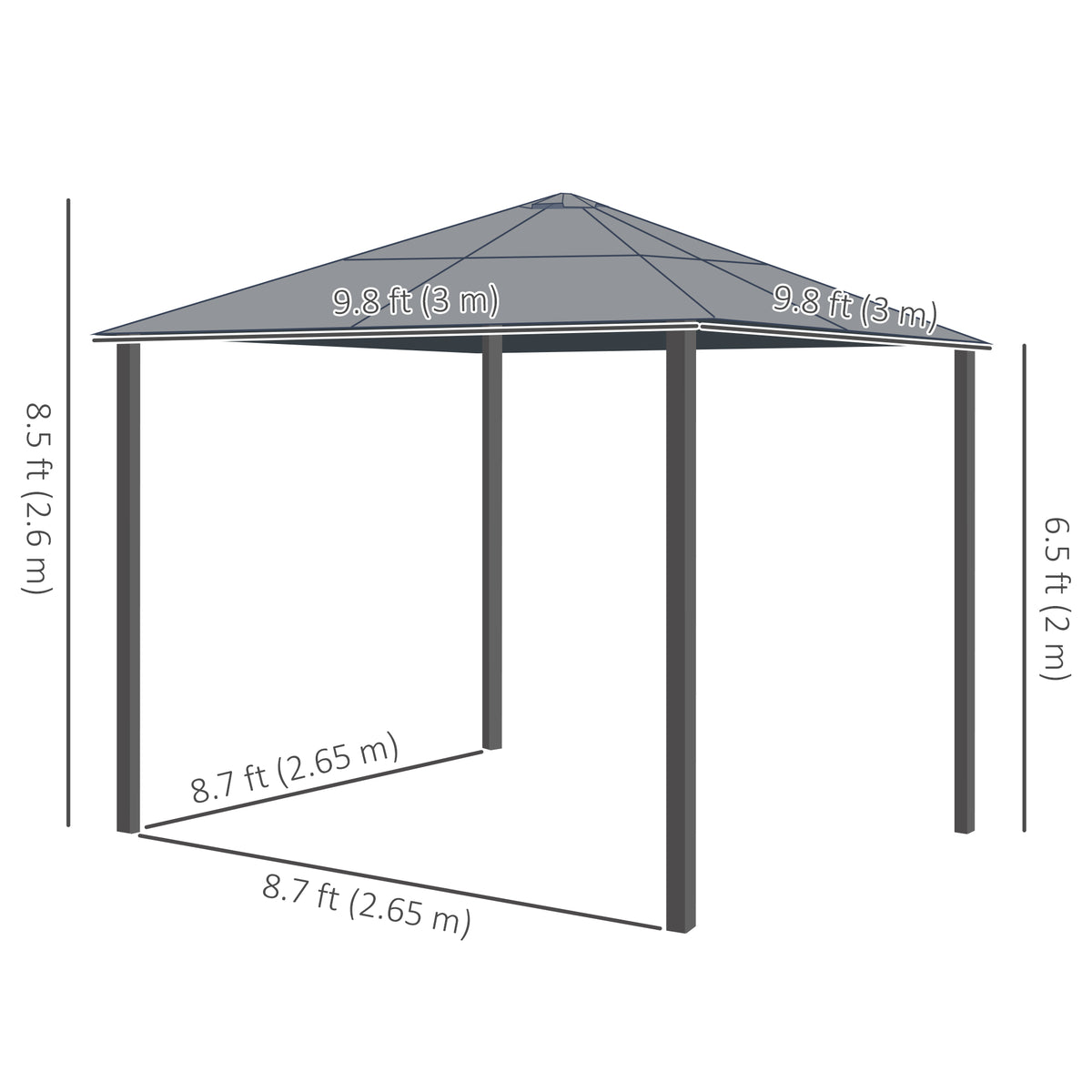 10x10 Hard Top Gazebo - Beige Coffee Metal Frame Curtains-Gazebos-DECOROLALA