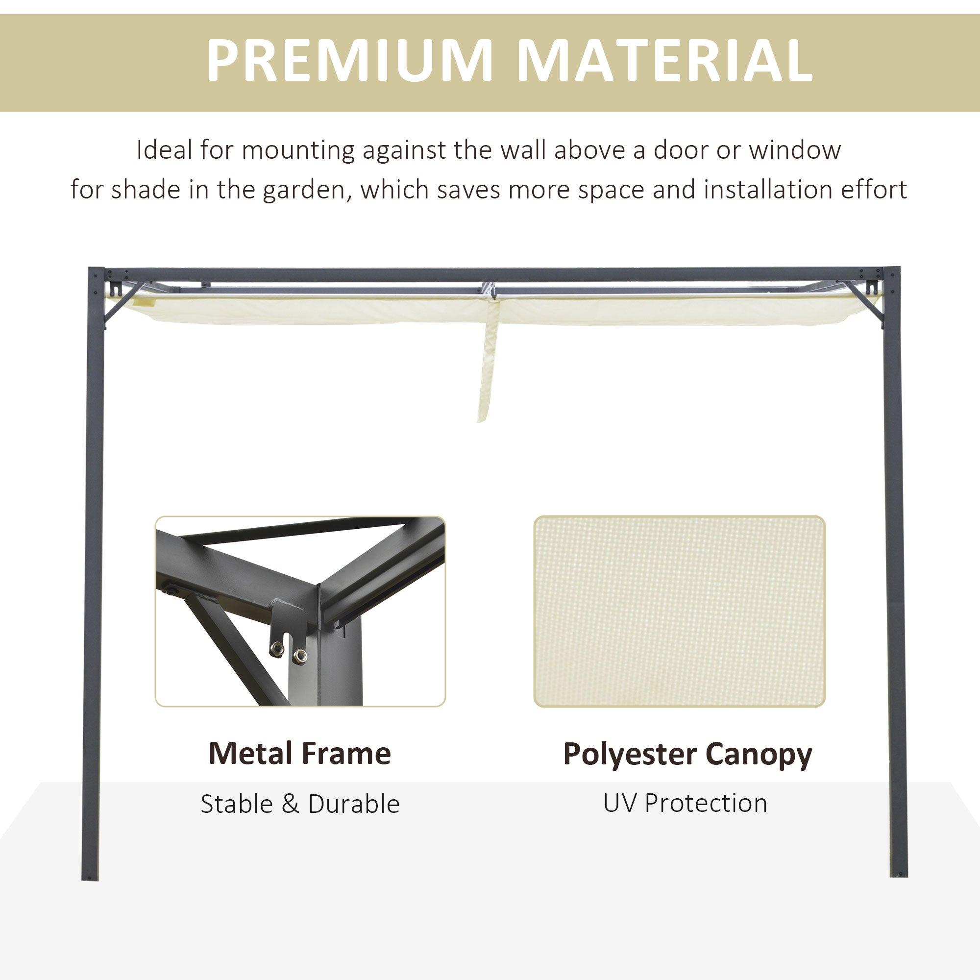 10'x10' Outdoor Pergola with Retractable Canopy - Cream White-DECOROLALA