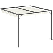 10'x10' Outdoor Pergola with Retractable Canopy - Cream White-DECOROLALA