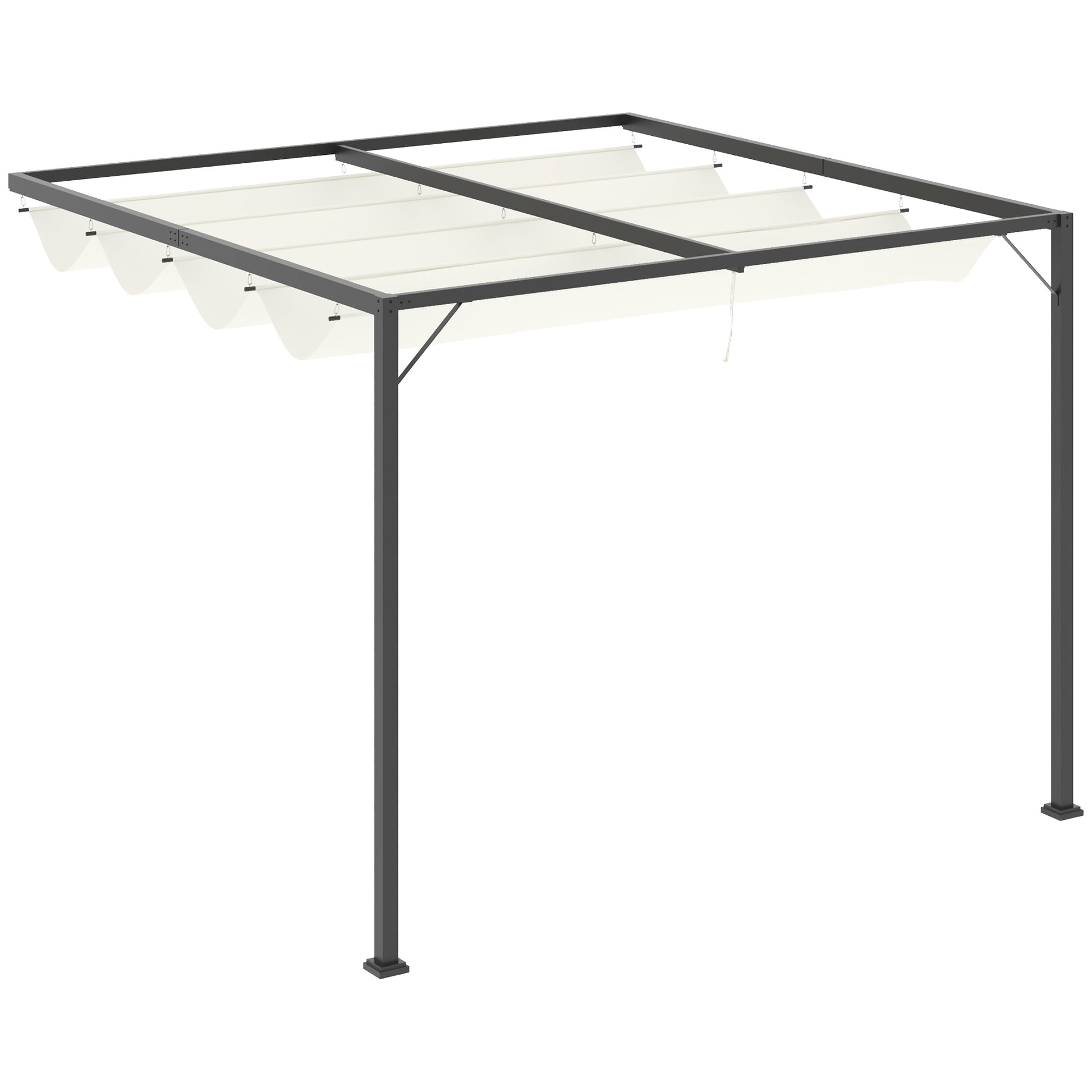 10'x10' Outdoor Pergola with Retractable Canopy - Cream White-DECOROLALA