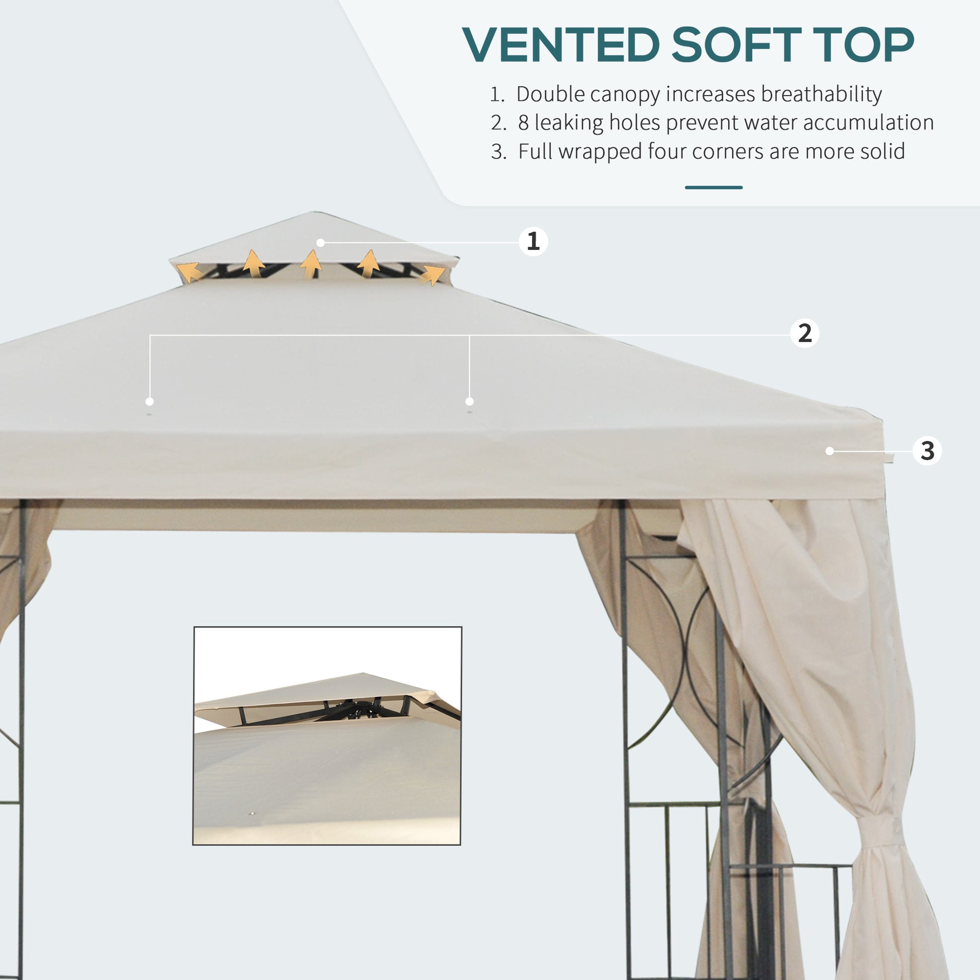 10x10 Patio Gazebo Canopy - Cream White Double Roof-DECOROLALA