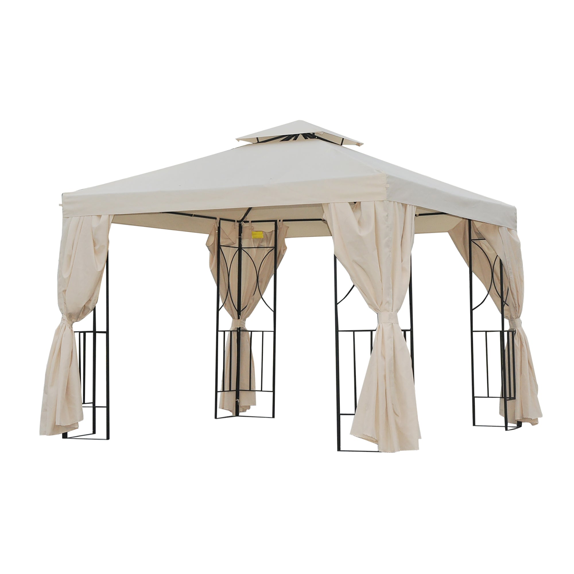 10x10 Patio Gazebo Canopy - Cream White Double Roof-DECOROLALA