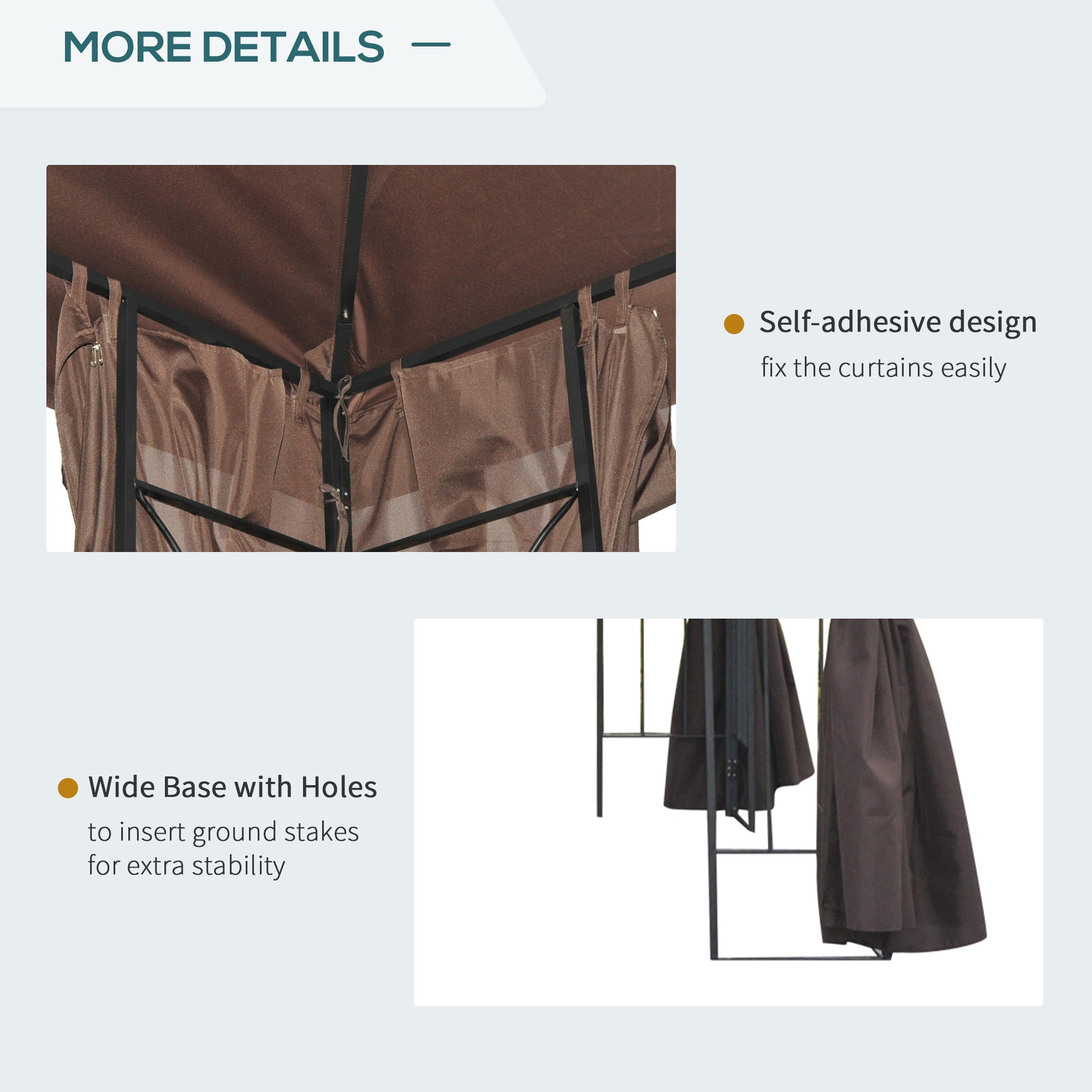10x10 Patio Gazebo Canopy Shelter, Double-Tier Roof, Brown-DECOROLALA