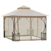 10x10 Patio Gazebo Steel Frame Black Mosquito Net-DECOROLALA