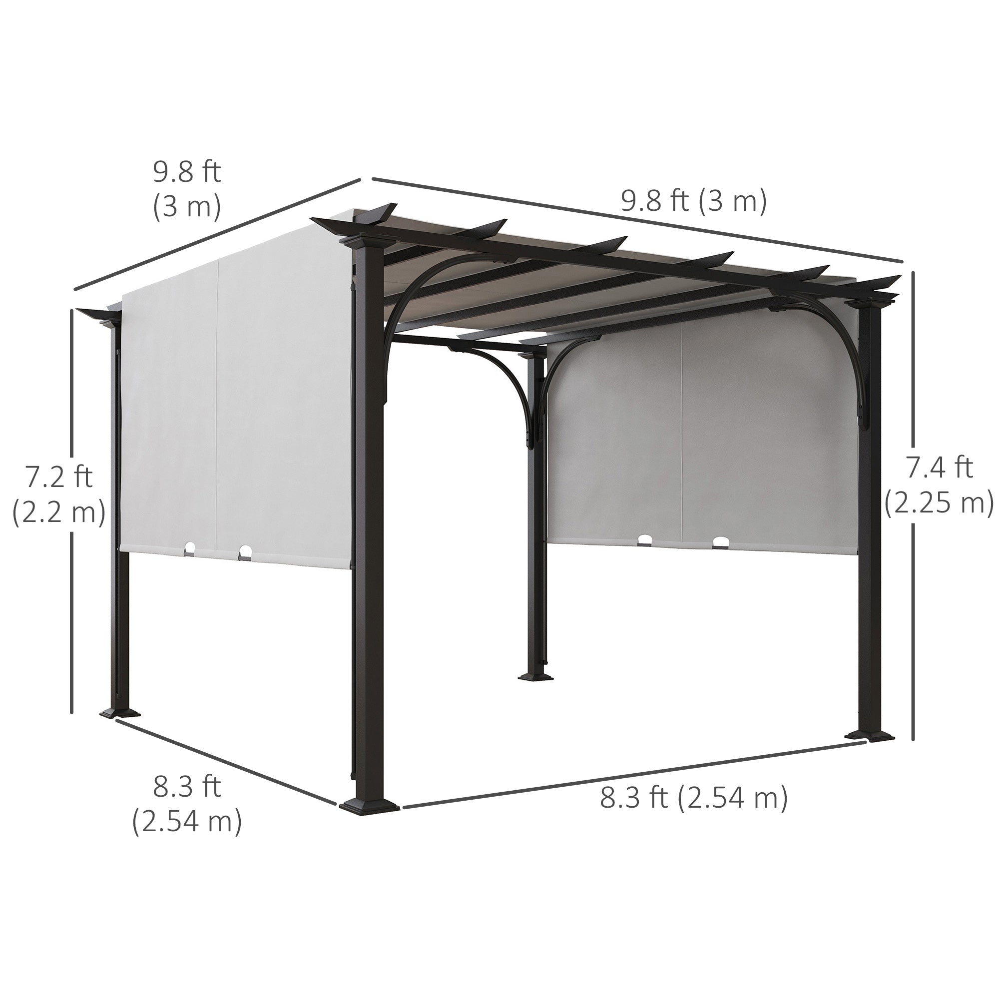 10x10 Patio Gazebo - Steel Frame, White Sun Shelter-DECOROLALA