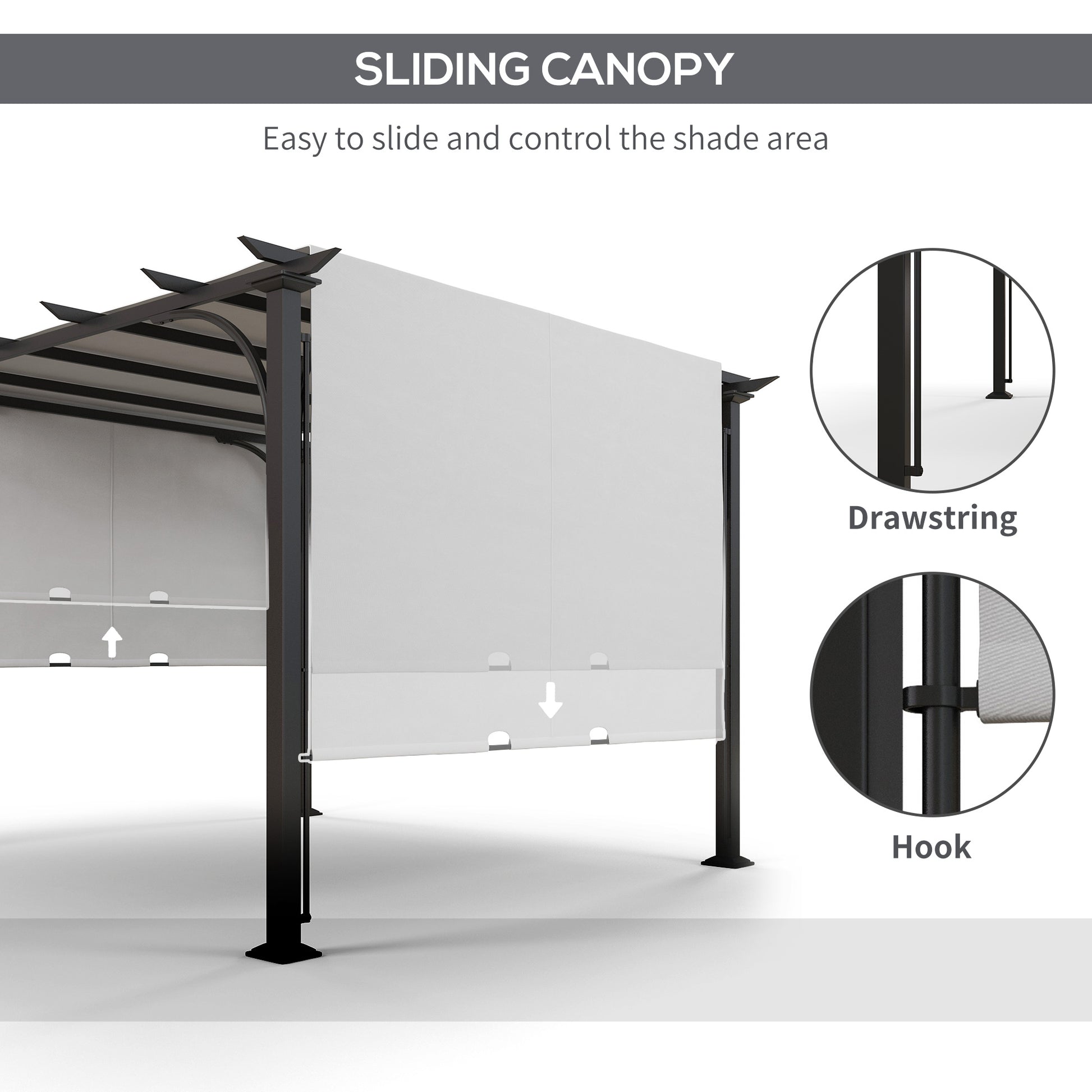 10x10 Patio Gazebo - Steel Frame, White Sun Shelter-DECOROLALA