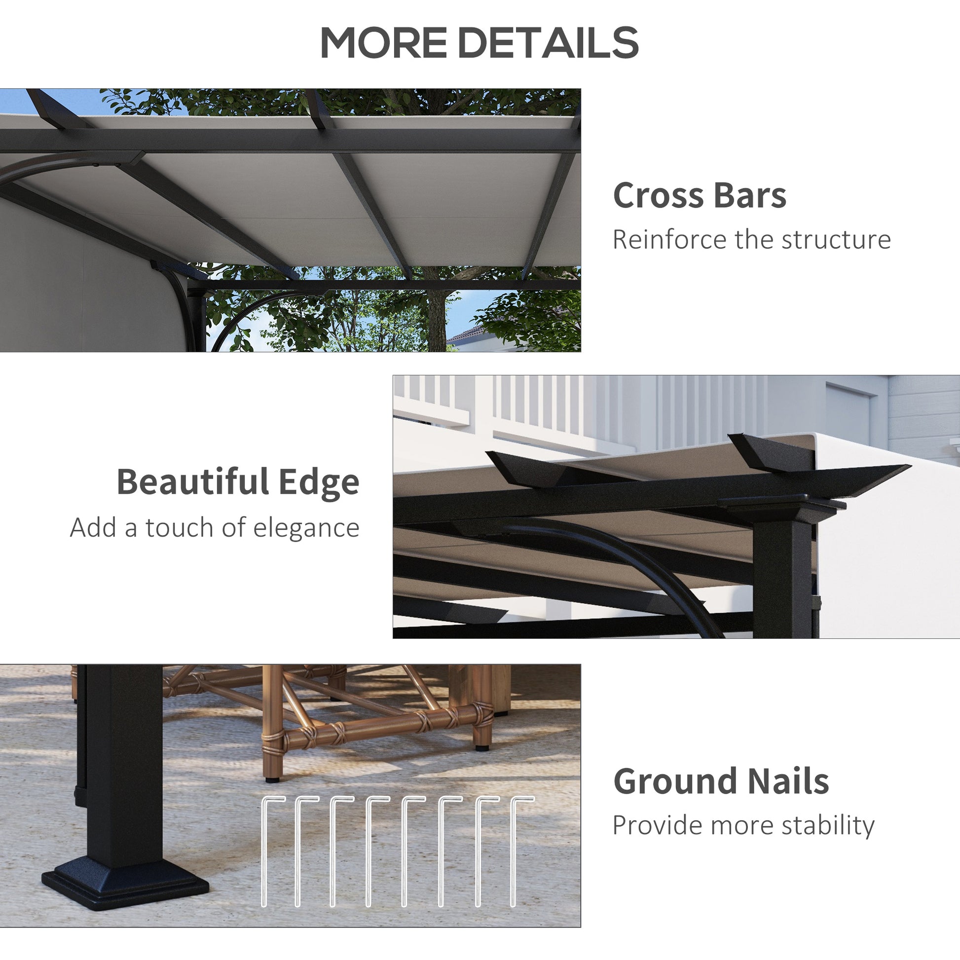 10x10 Patio Gazebo - Steel Frame, White Sun Shelter-DECOROLALA