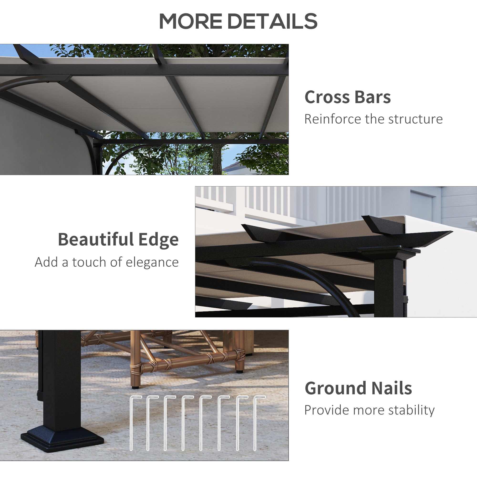 10x10 Patio Gazebo - Steel Frame, White Sun Shelter-DECOROLALA