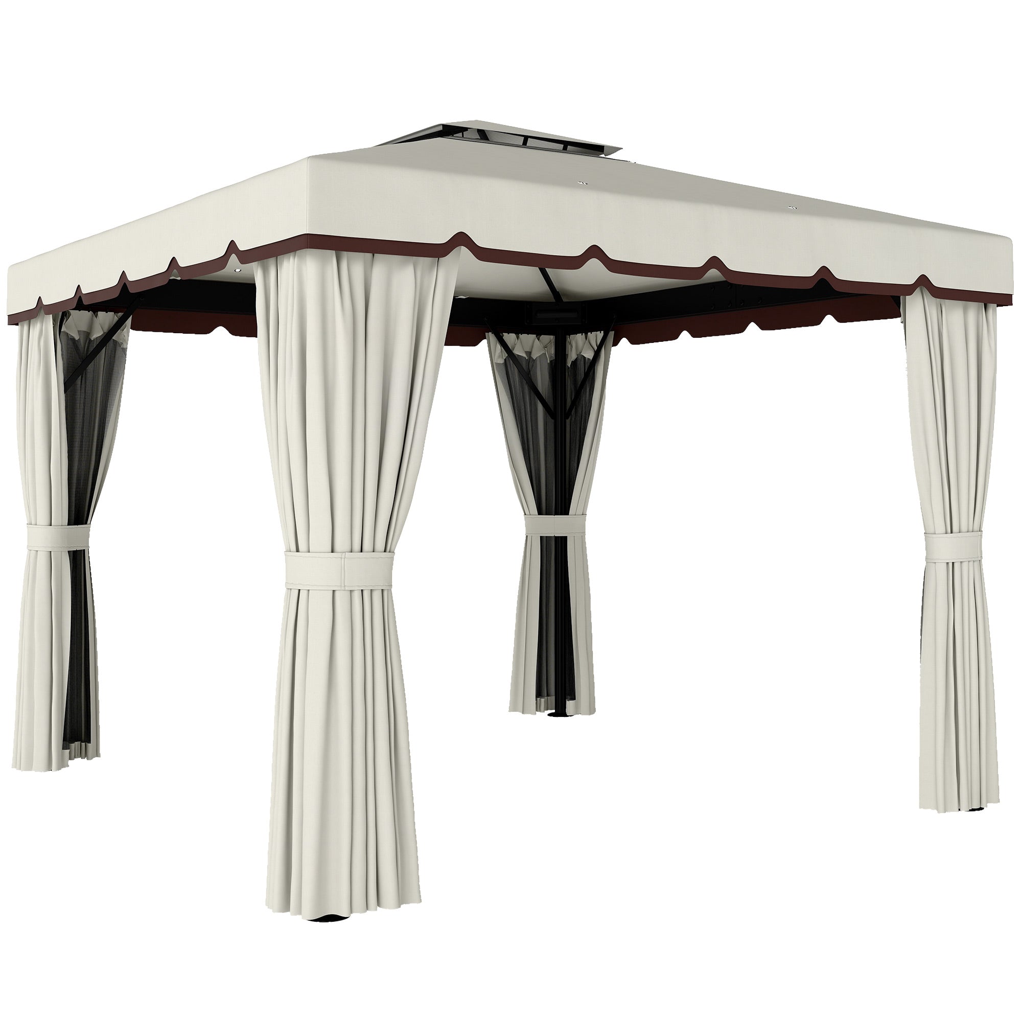 10x10 Patio Gazebo Tent Cream White Soft-top Outdoor Shelter-DECOROLALA