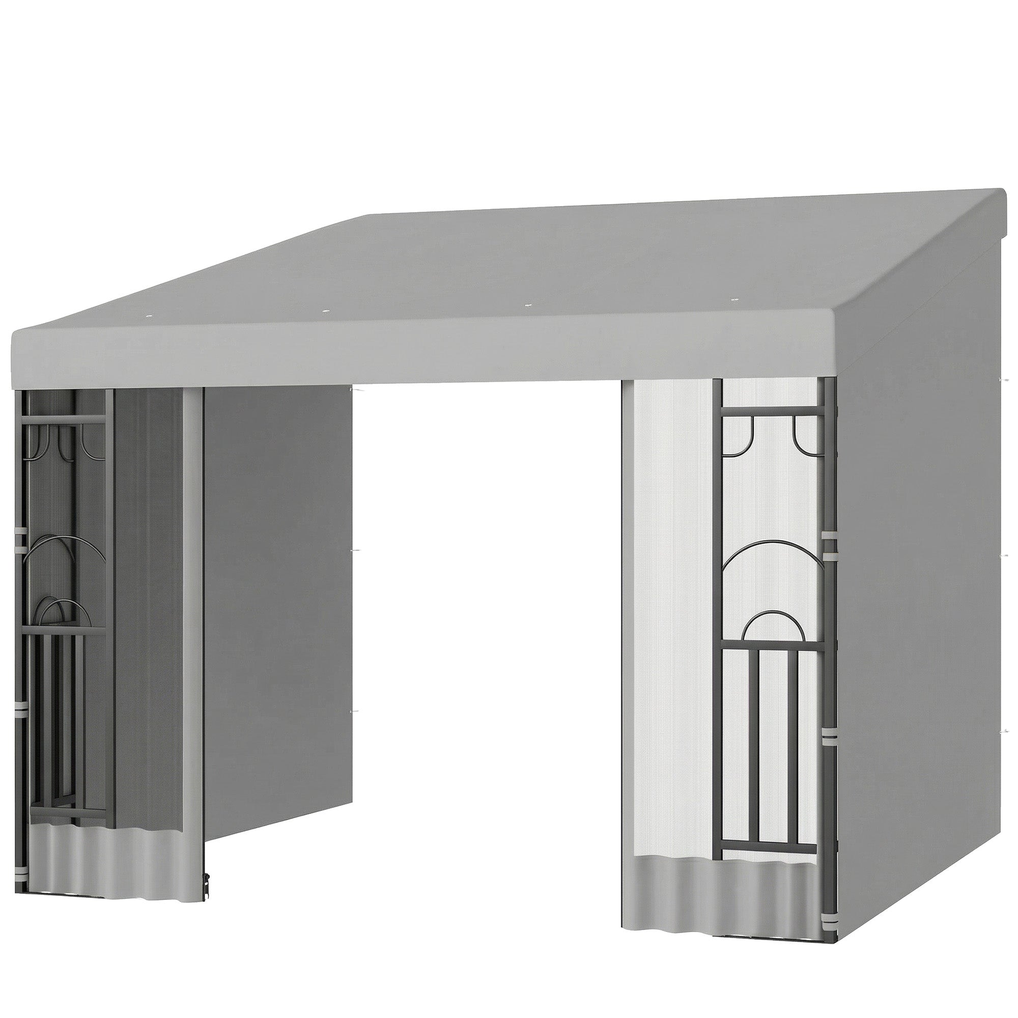 10'x10' UV Resistant Wall Pergola, Outdoor Gazebo with Curtains & Nettings-DECOROLALA