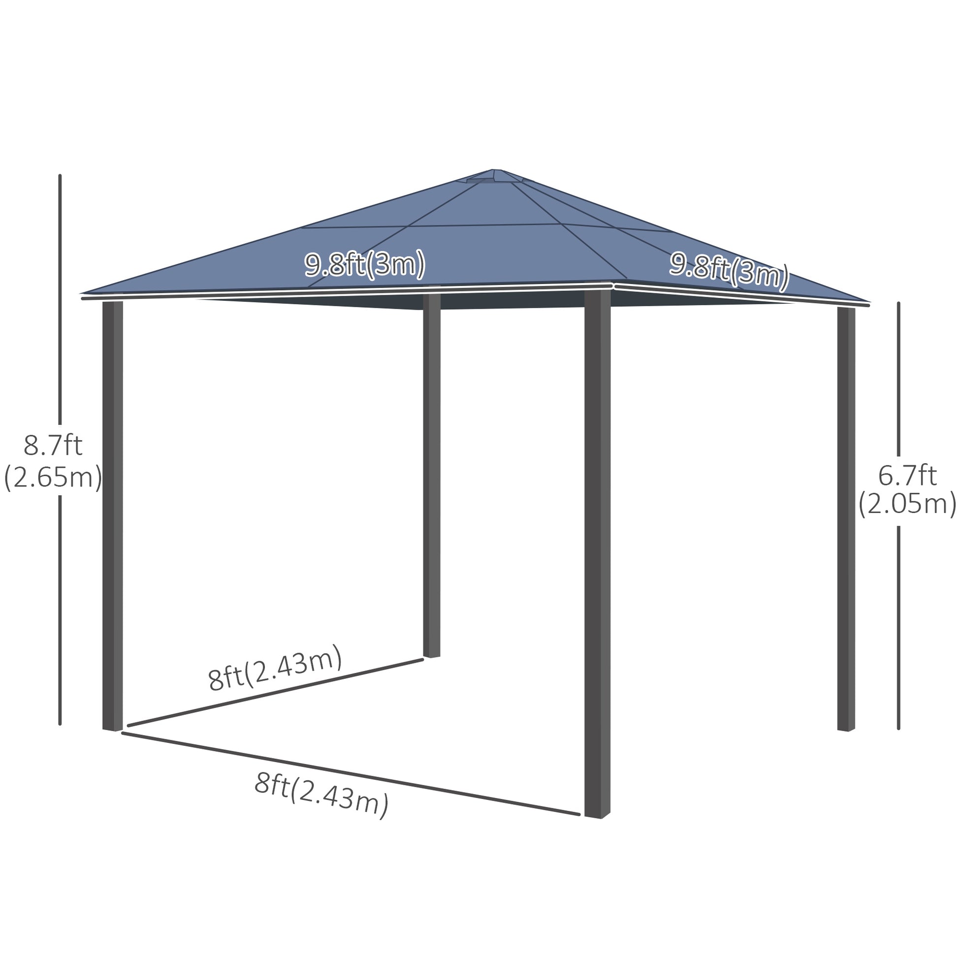 10x10ft Hardtop Gazebo Aluminum Polycarbonate-DECOROLALA
