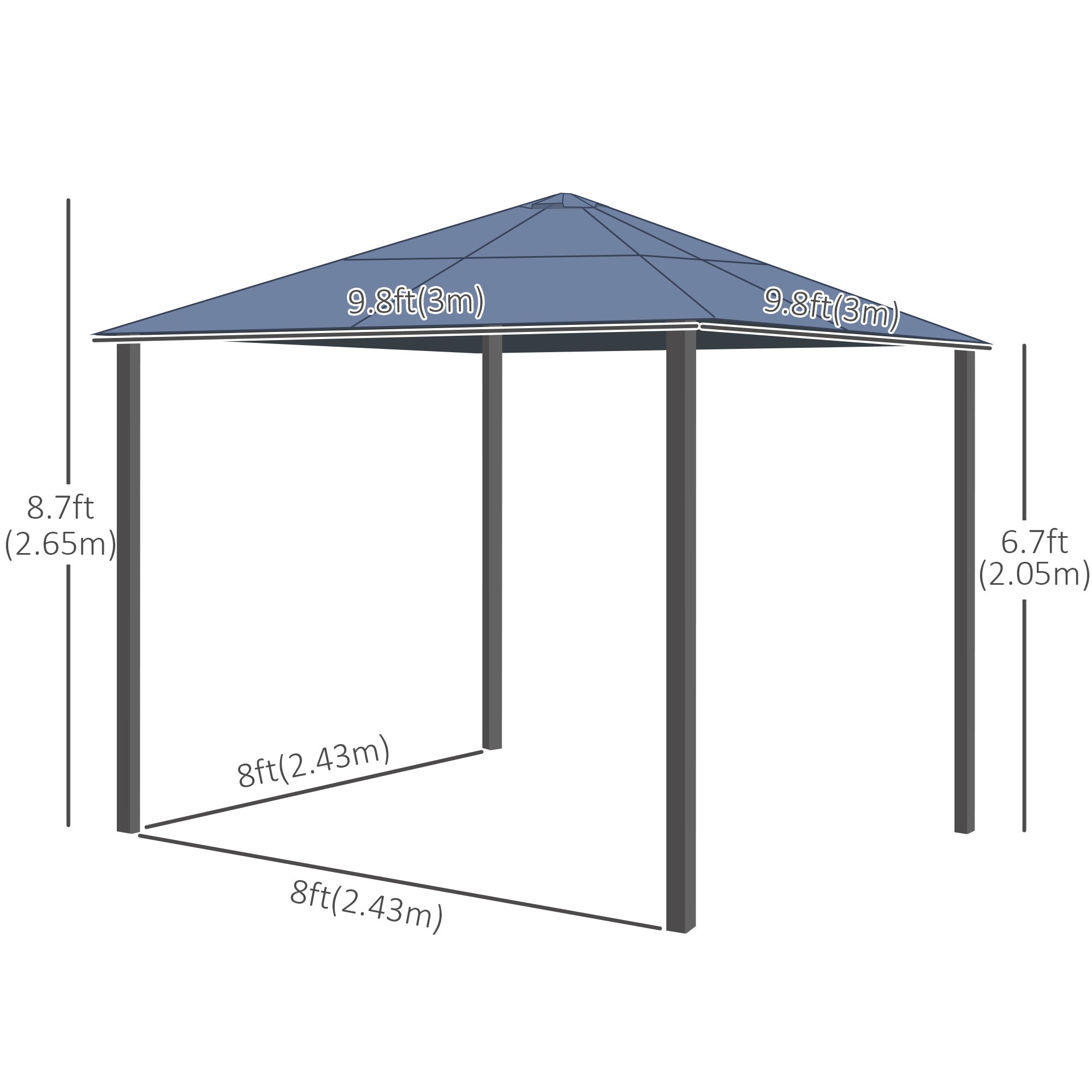 10x10ft Hardtop Gazebo Aluminum Polycarbonate-DECOROLALA