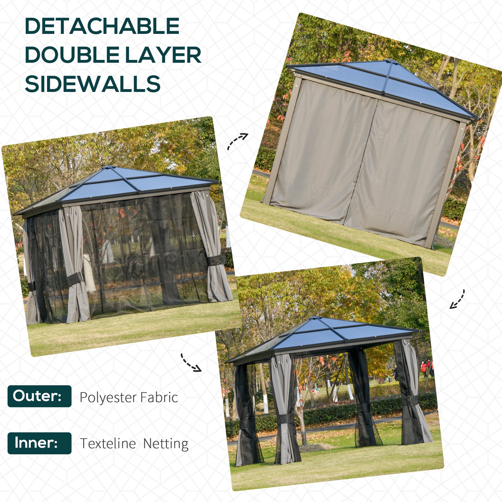 10x10ft Hardtop Gazebo Aluminum Polycarbonate-DECOROLALA