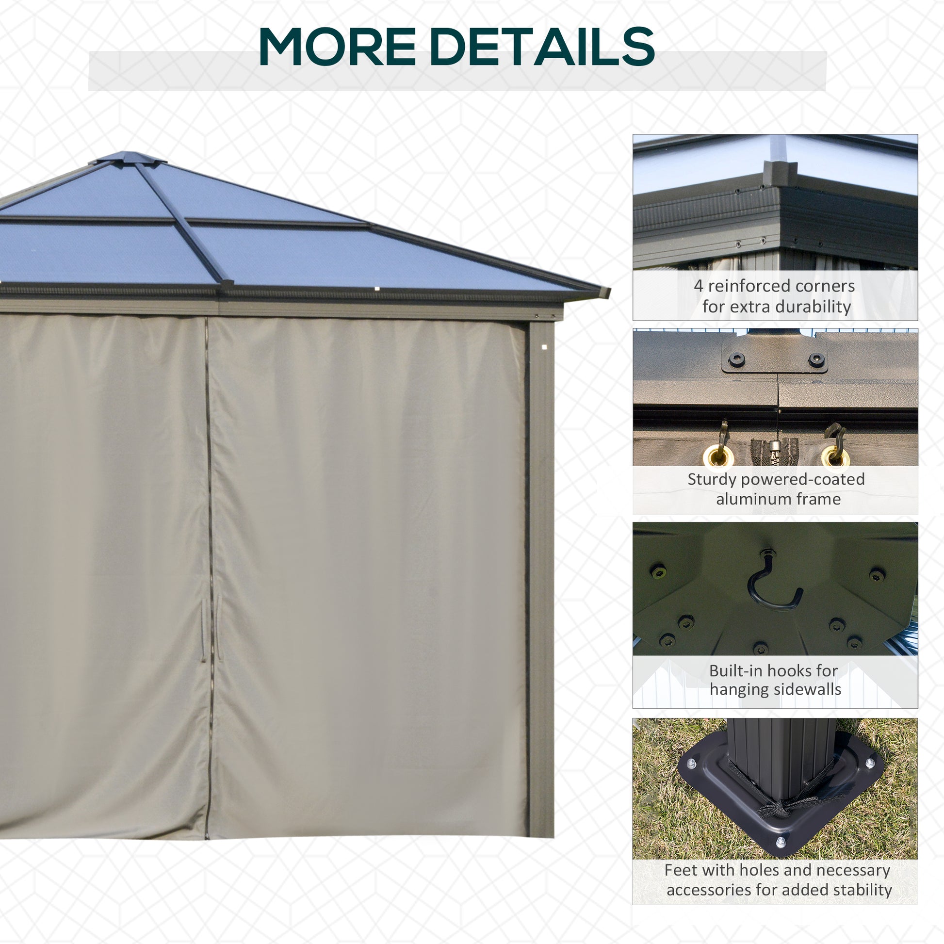 10x10ft Hardtop Gazebo Aluminum Polycarbonate-DECOROLALA