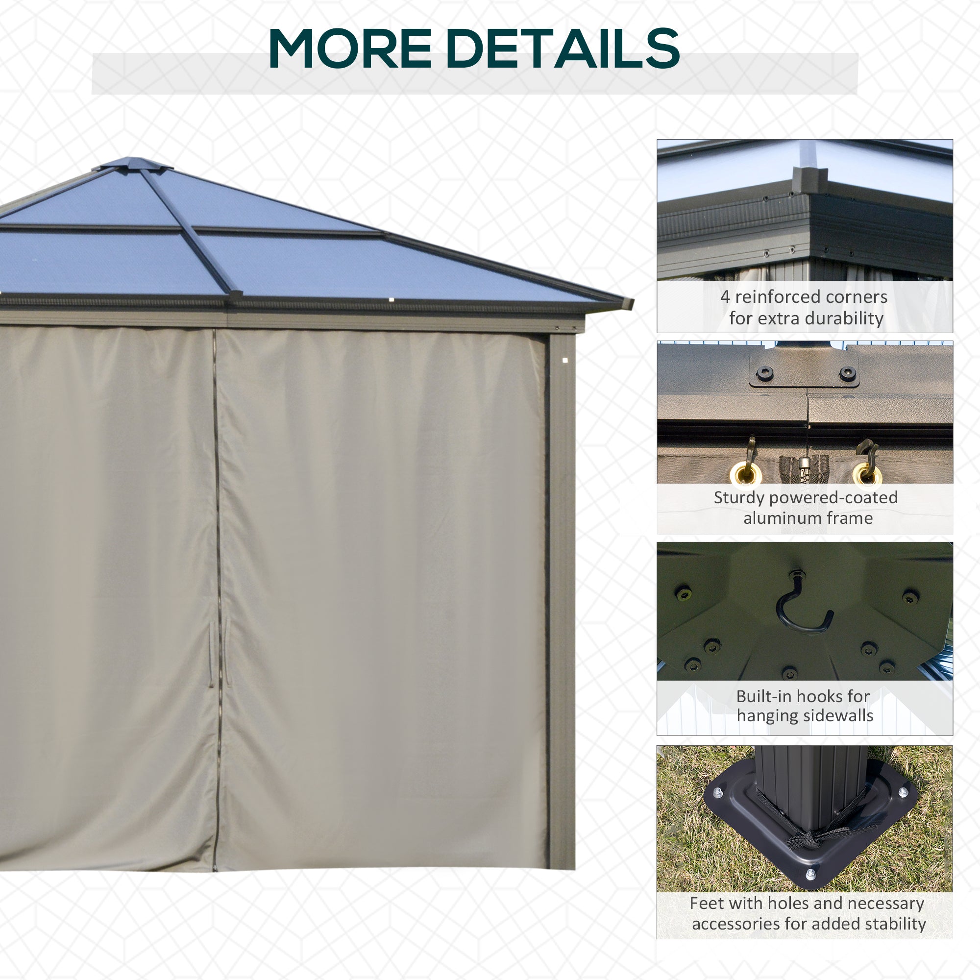 10x10ft Hardtop Gazebo Aluminum Polycarbonate-DECOROLALA
