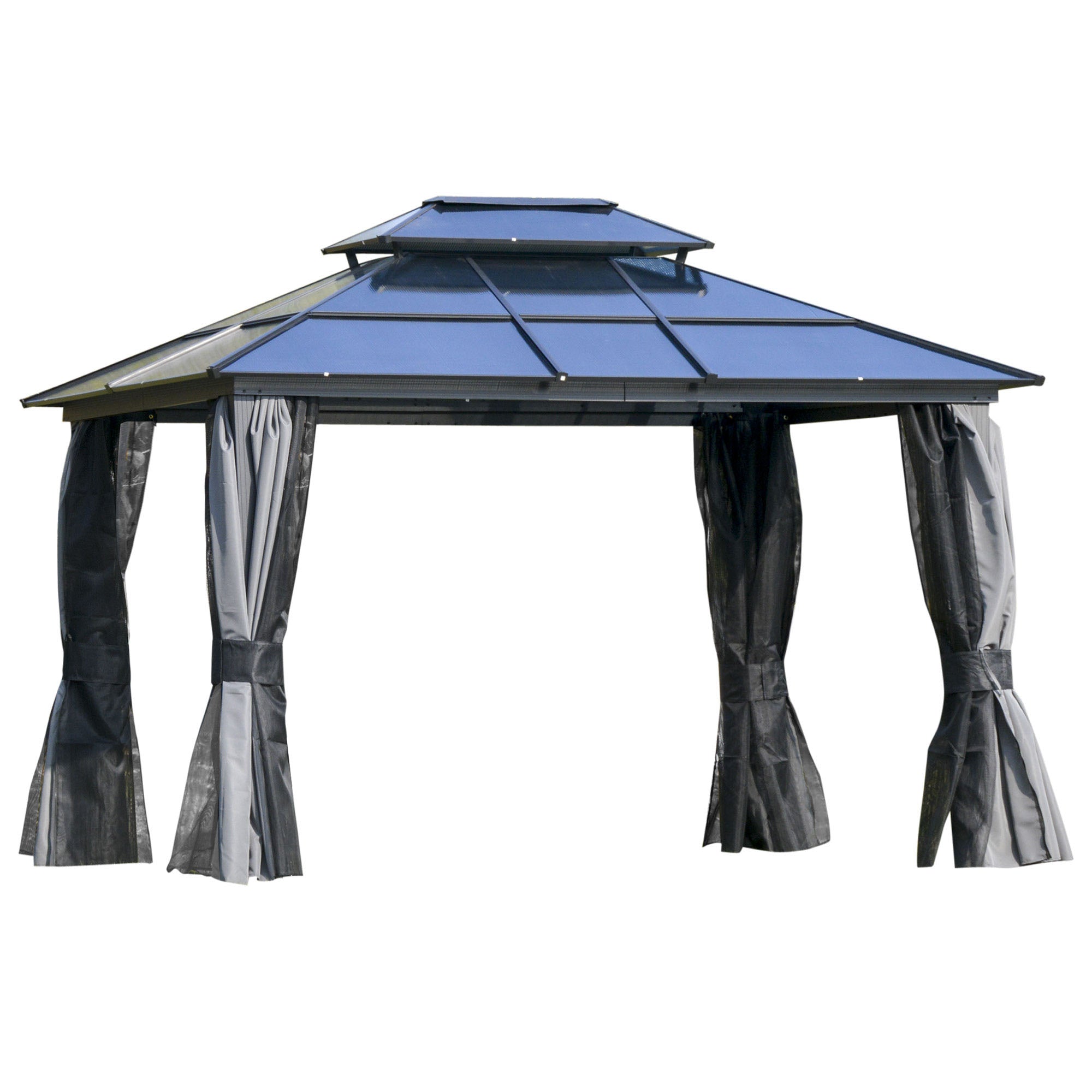 10'x12' Hardtop Patio Gazebo - Aluminum, Double Tier-DECOROLALA