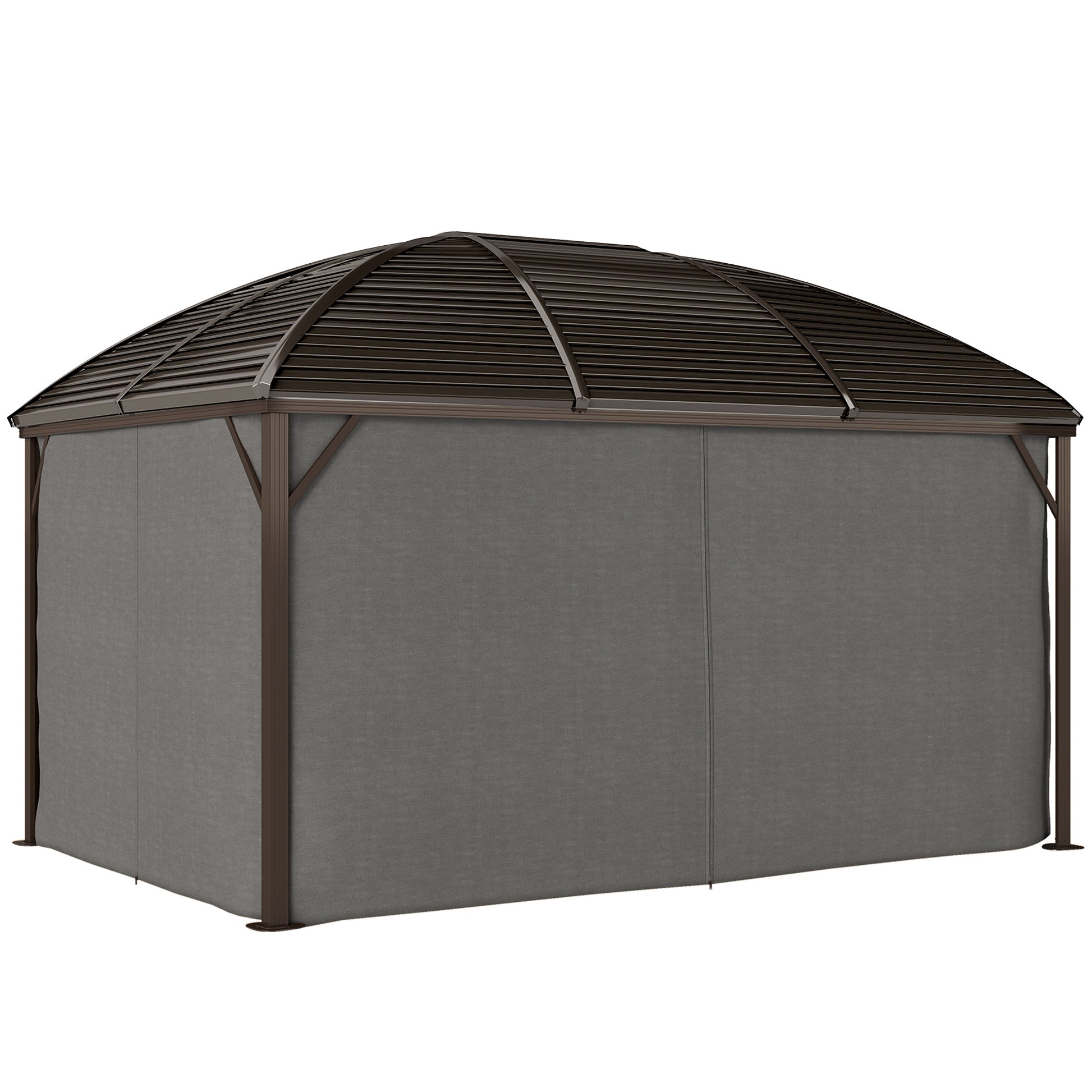 10x13 Hardtop Gazebo - Aluminum Outdoor Canopy Dark Grey-DECOROLALA