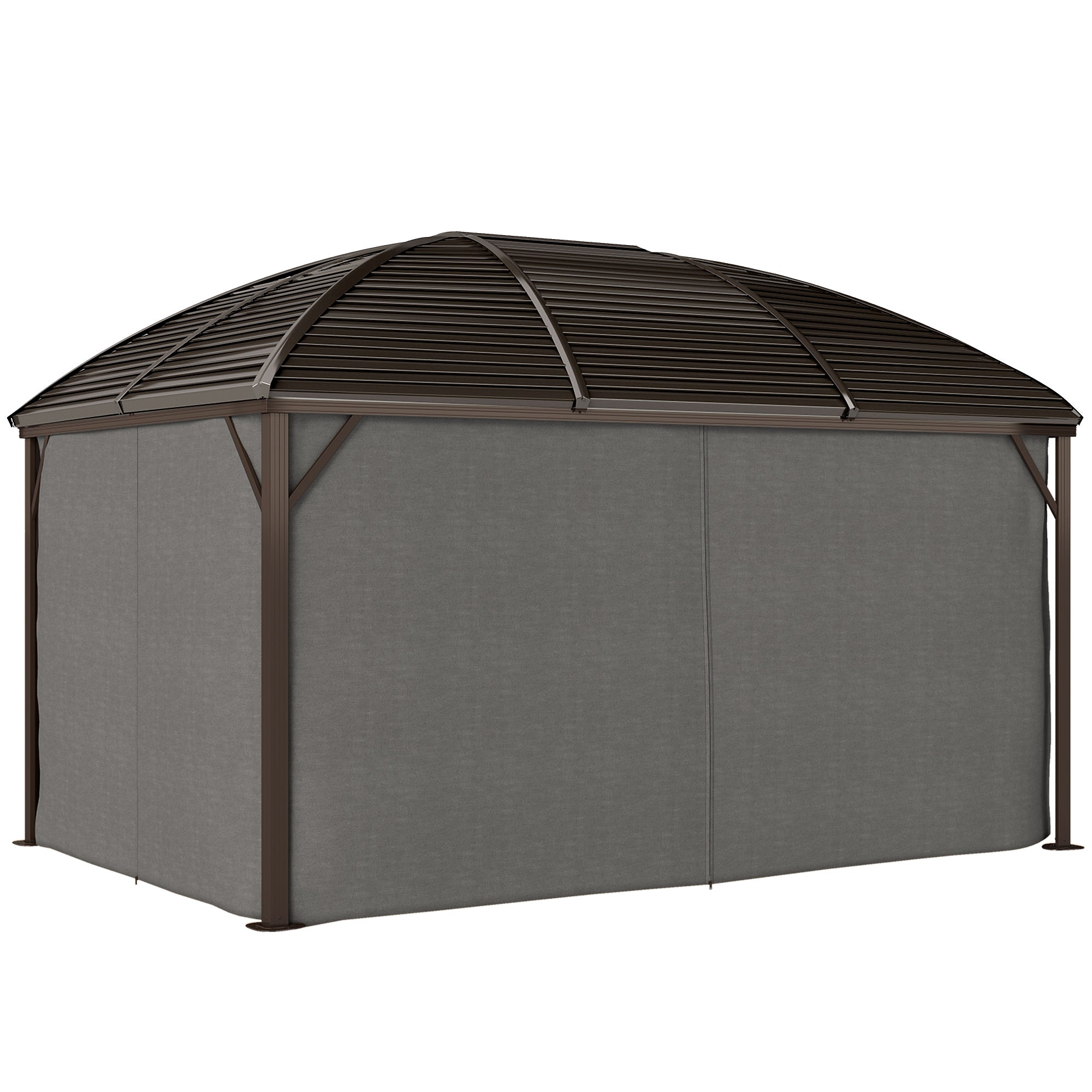 10x13 Hardtop Gazebo - Aluminum Outdoor Canopy Dark Grey-DECOROLALA