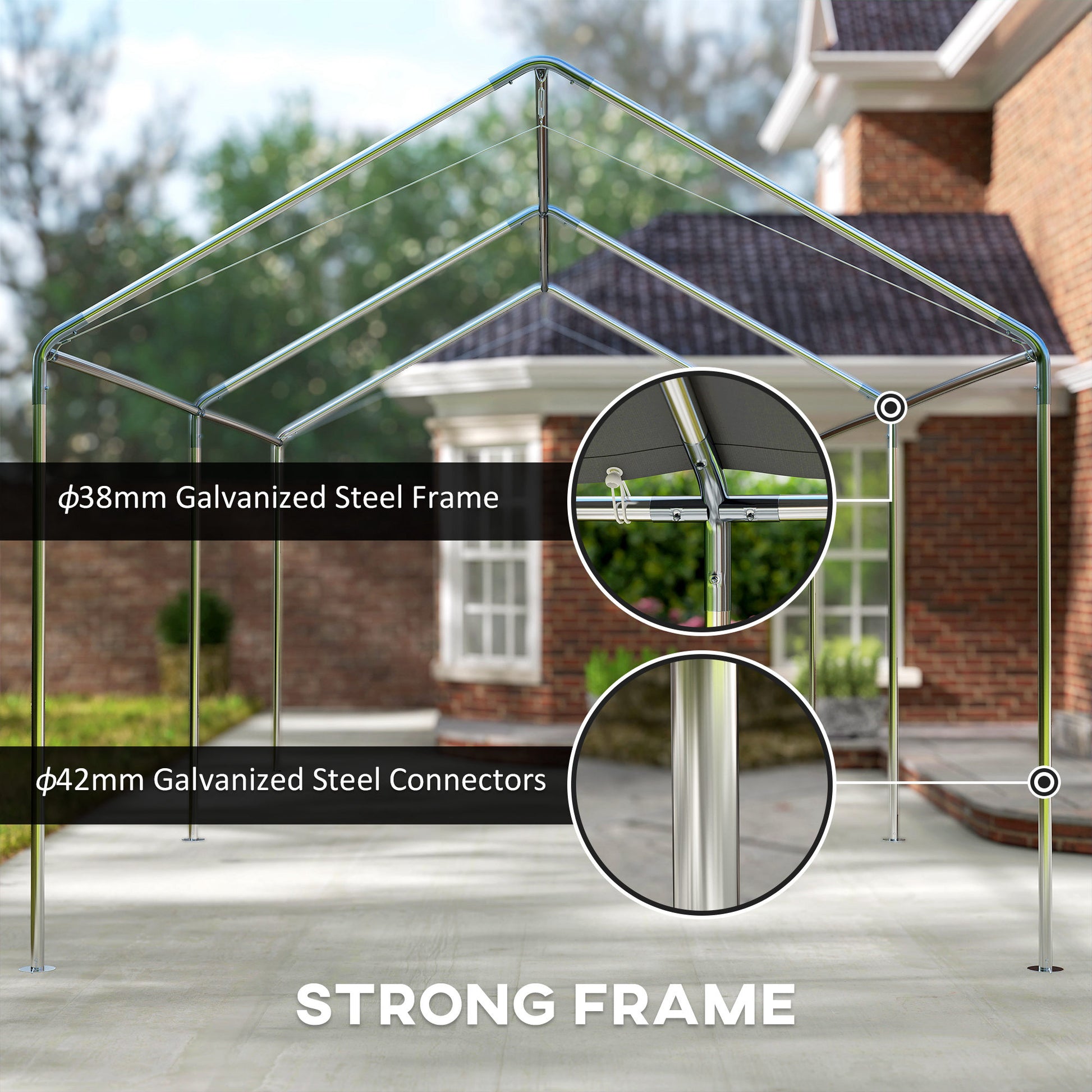 10'x20' Heavy Duty Galvanized Carport Canopy - Grey-DECOROLALA