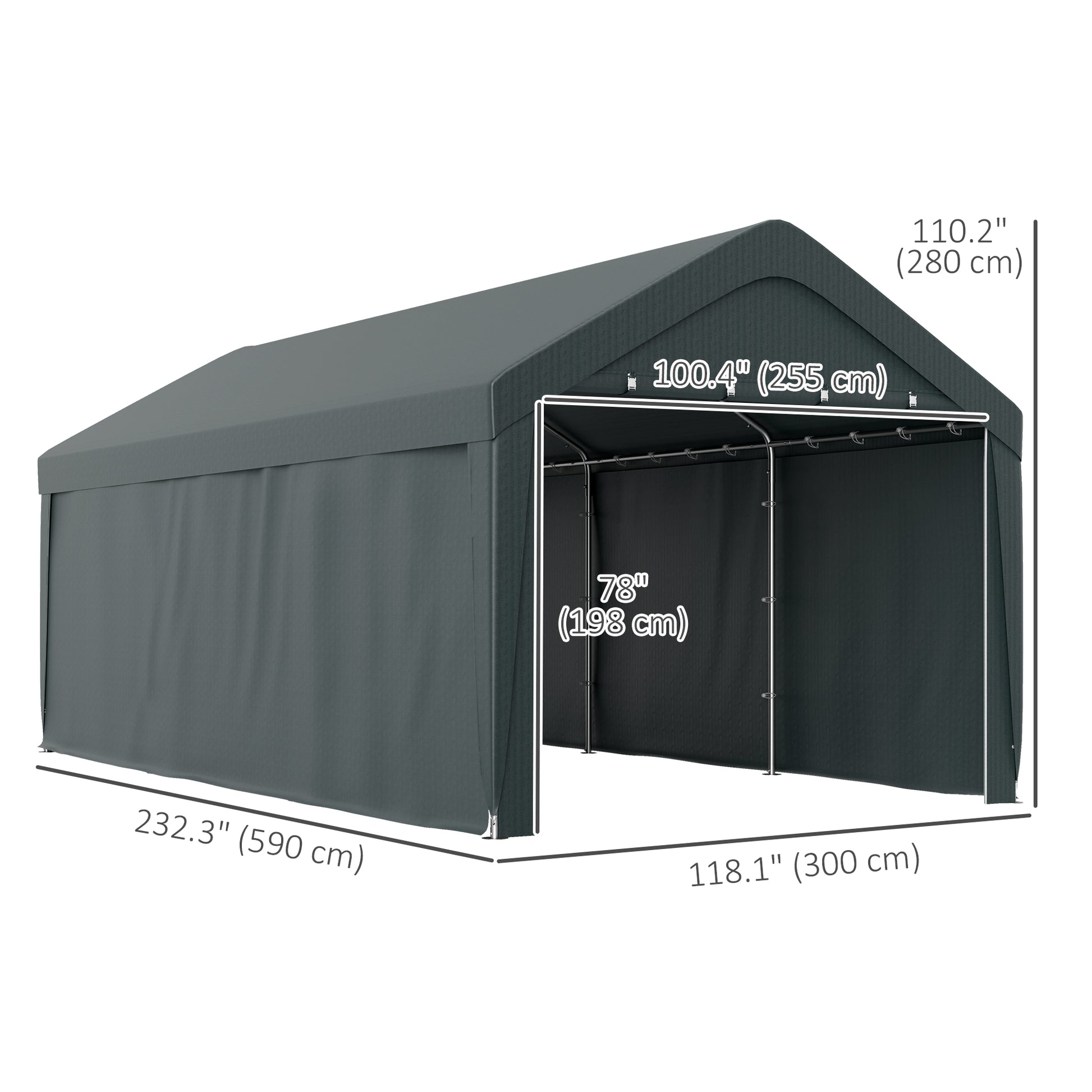 10x20 ft Portable Carport Garage - Dark Grey-Patio & Garden > Wedding & Events Tents > Car Shelters-DECOROLALA