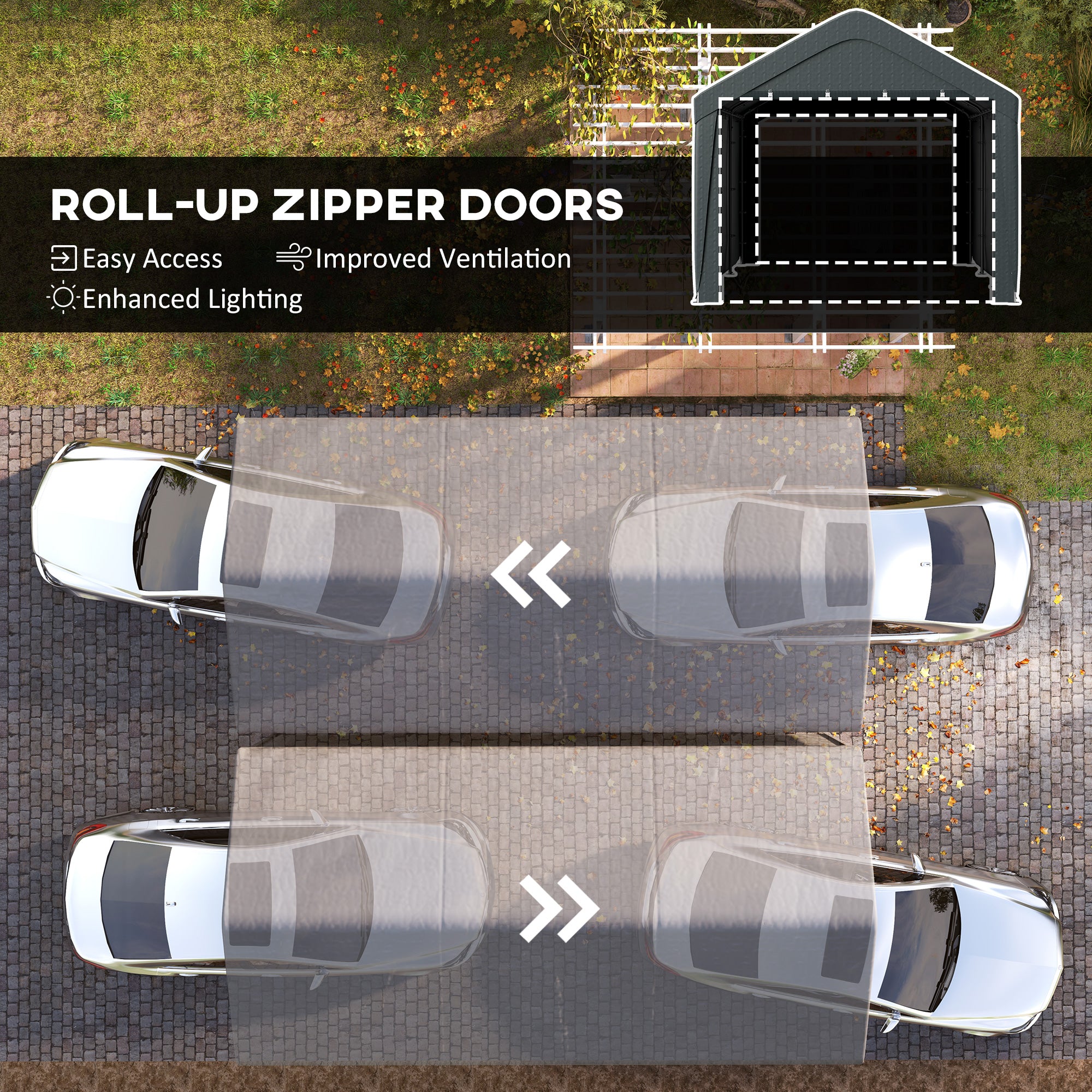10x20 ft Portable Carport Garage - Dark Grey-Patio & Garden > Wedding & Events Tents > Car Shelters-DECOROLALA