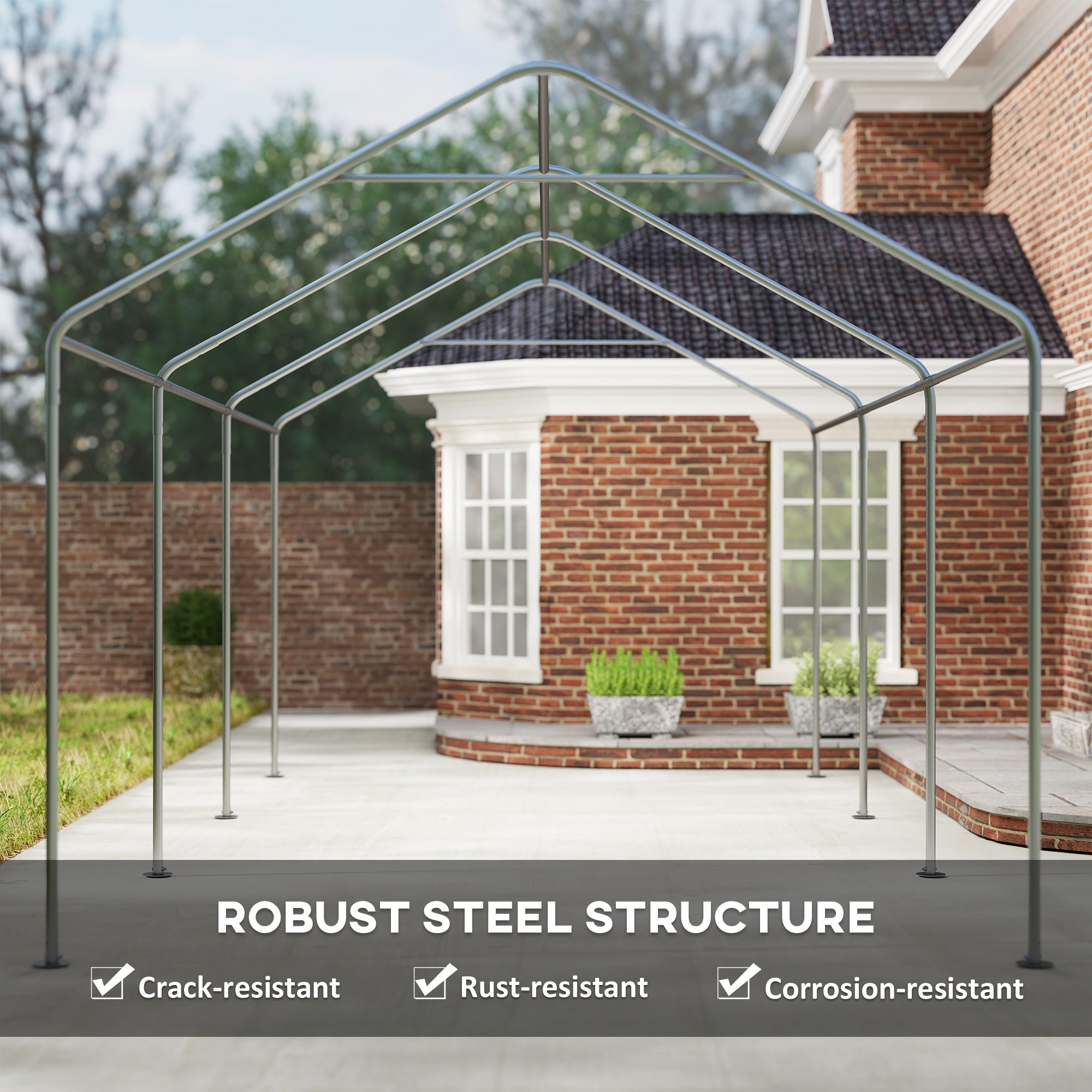 10x20 ft Portable Carport Garage - Dark Grey-Patio & Garden > Wedding & Events Tents > Car Shelters-DECOROLALA