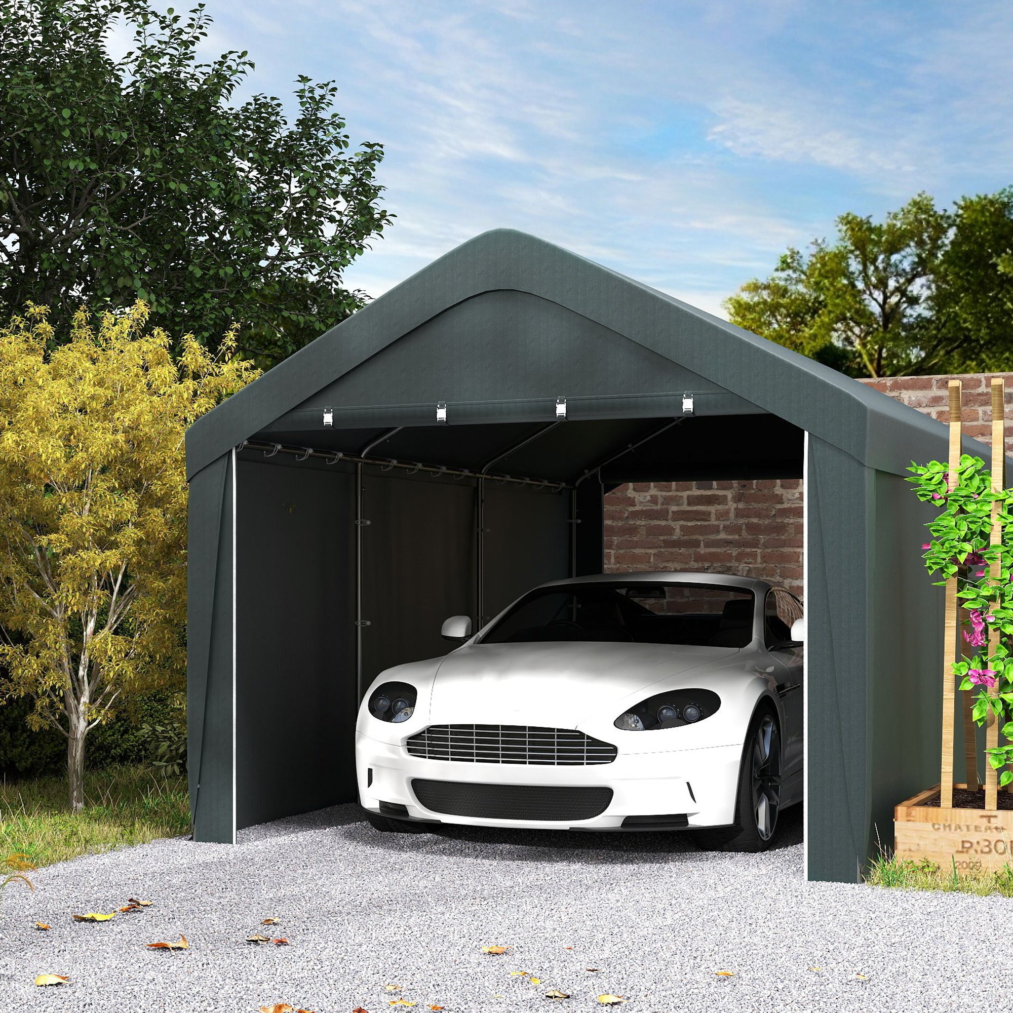 10x20 ft Portable Carport Garage - Dark Grey-Patio & Garden > Wedding & Events Tents > Car Shelters-DECOROLALA