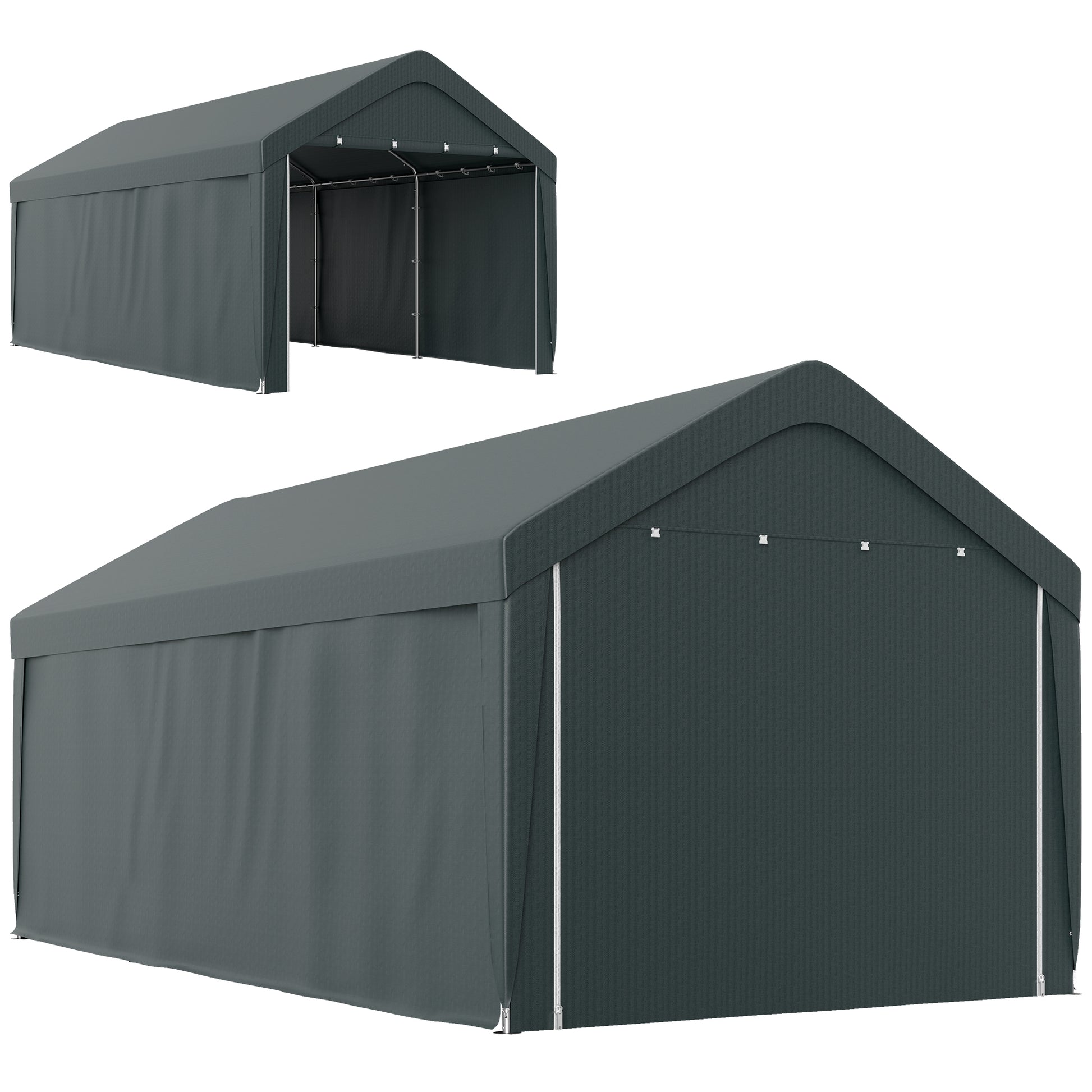 10x20 ft Portable Carport Garage - Dark Grey-Patio & Garden > Wedding & Events Tents > Car Shelters-DECOROLALA