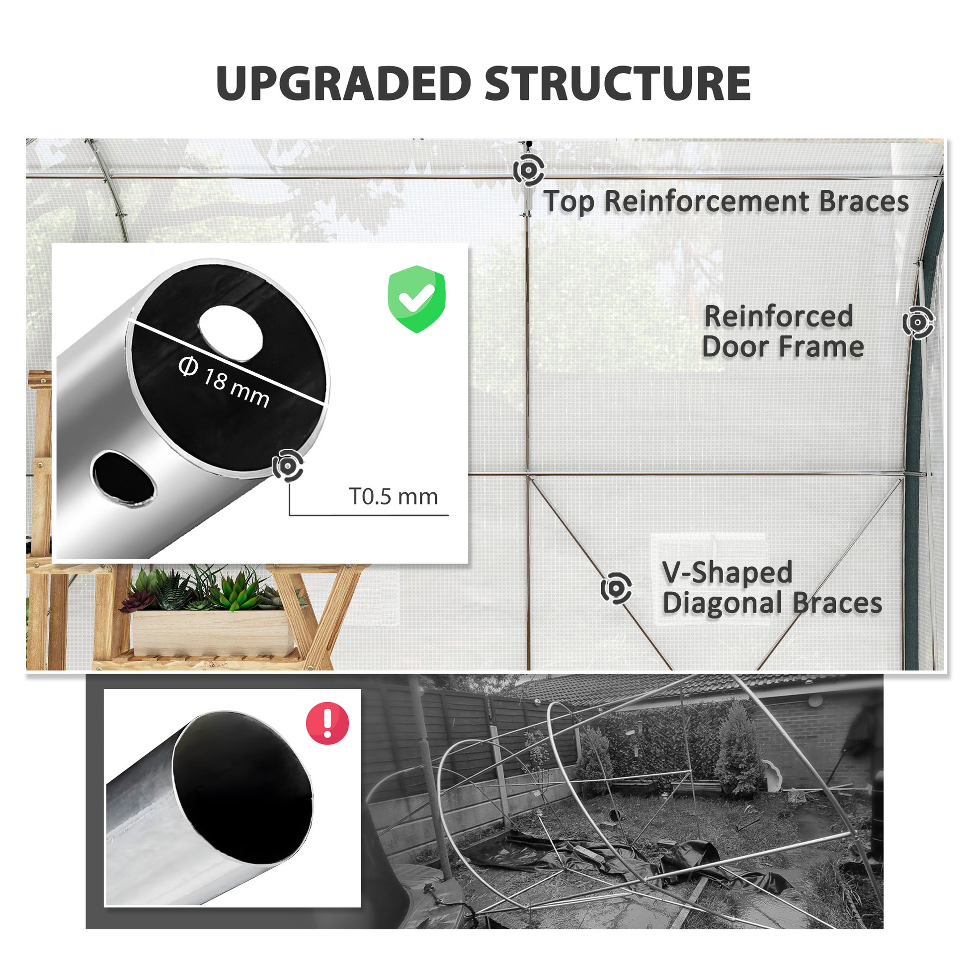 10'x6.6'x6.6' Tunnel Greenhouse - White Mesh Door-DECOROLALA