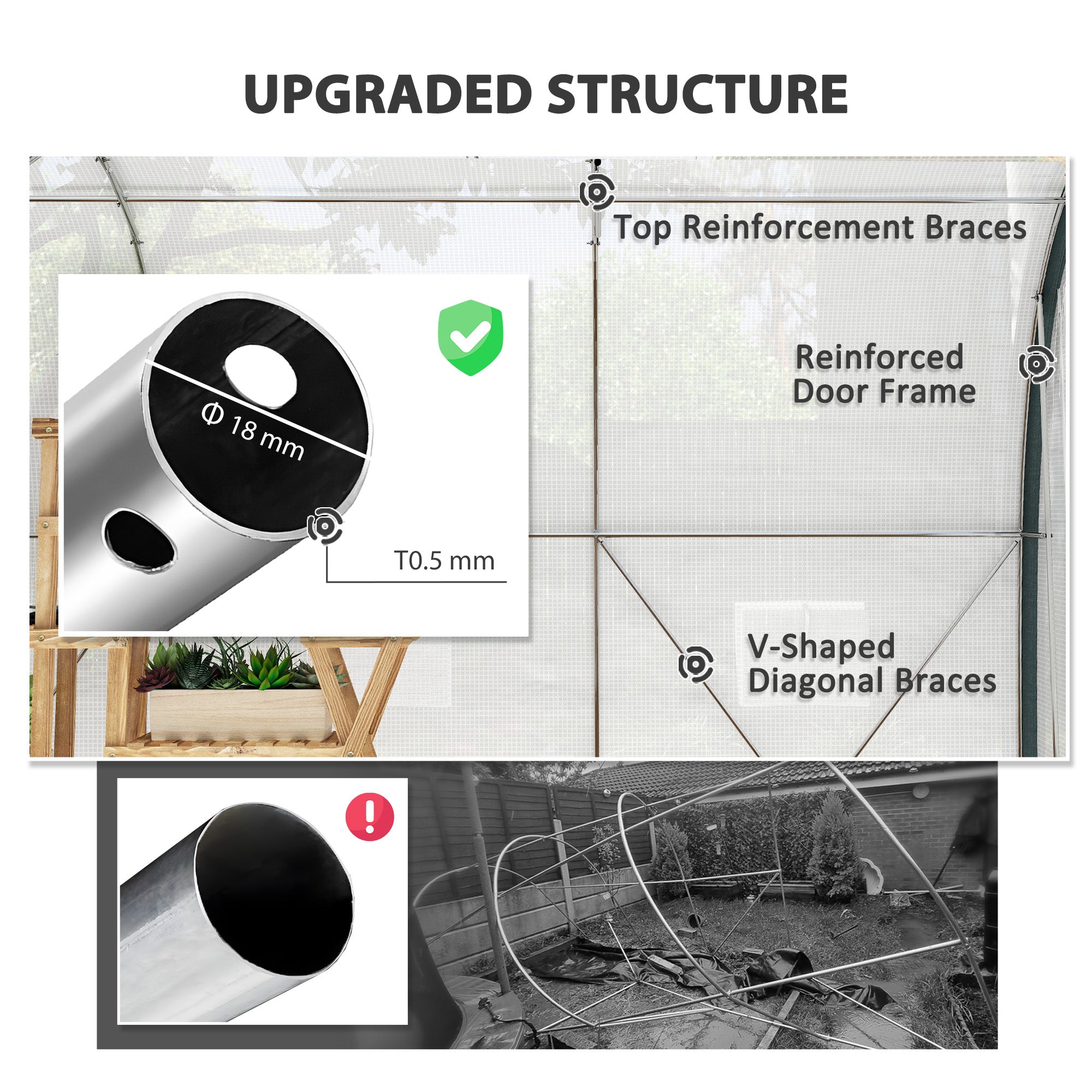 10'x6.6'x6.6' Tunnel Greenhouse - White Mesh Door-DECOROLALA