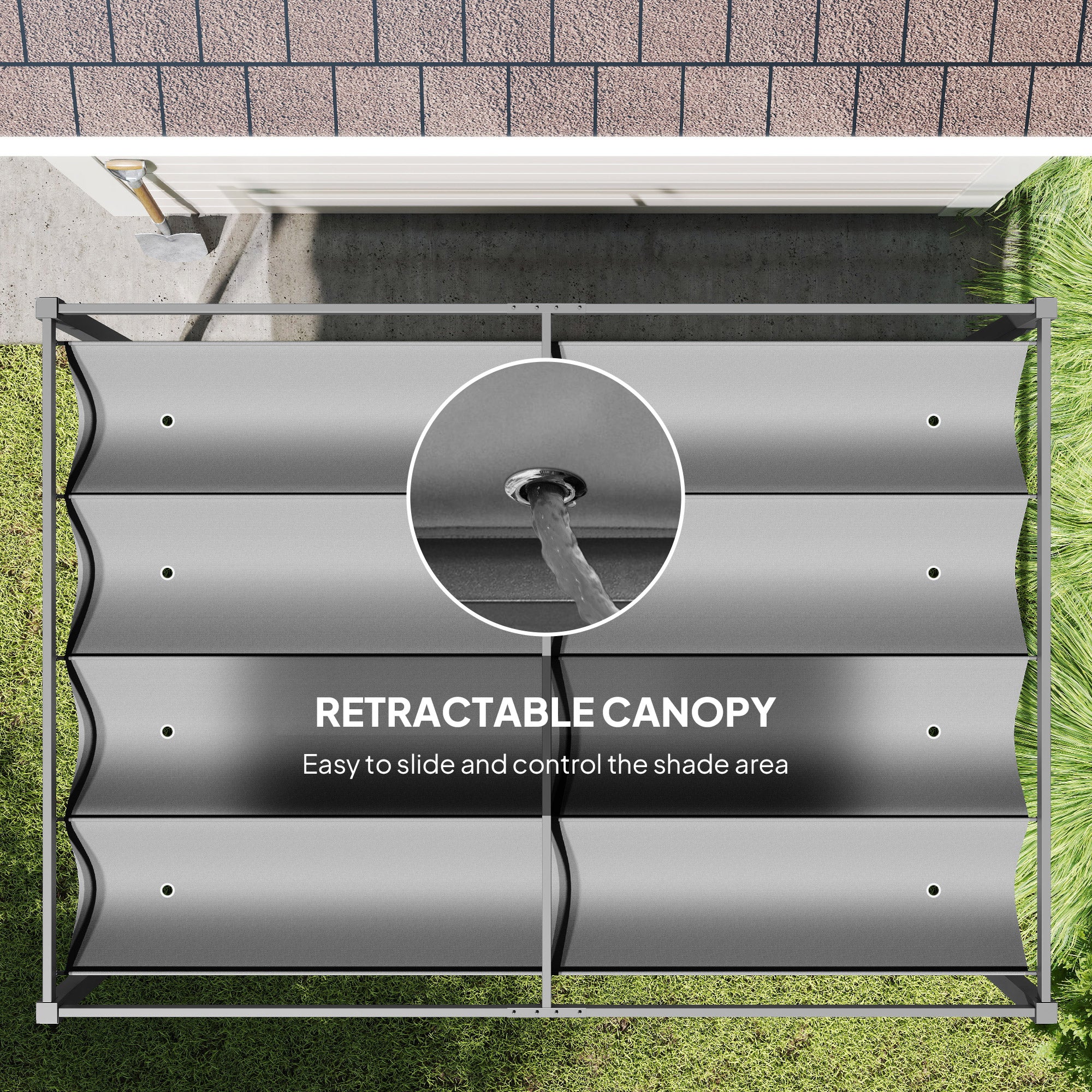 10x7ft Pergola with Retractable Roof - Grey Metal Gazebo-DECOROLALA