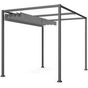 10x7ft Pergola with Retractable Roof - Grey Metal Gazebo-DECOROLALA