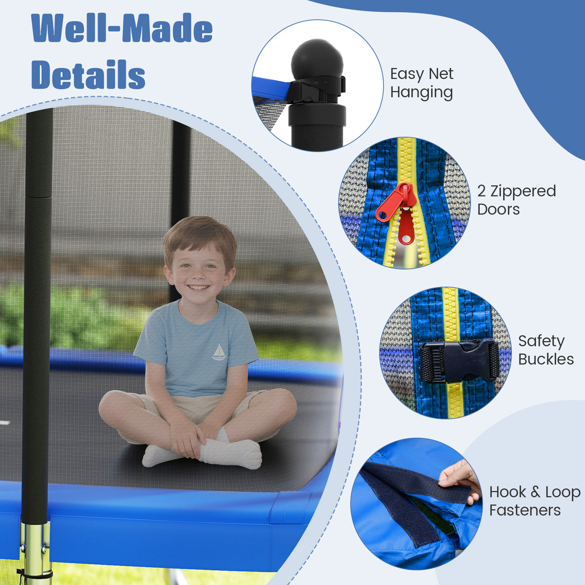 10x8 FT Rectangle Outdoor Trampoline with Basketball Hoop and Net-Trampolines-DECOROLALA