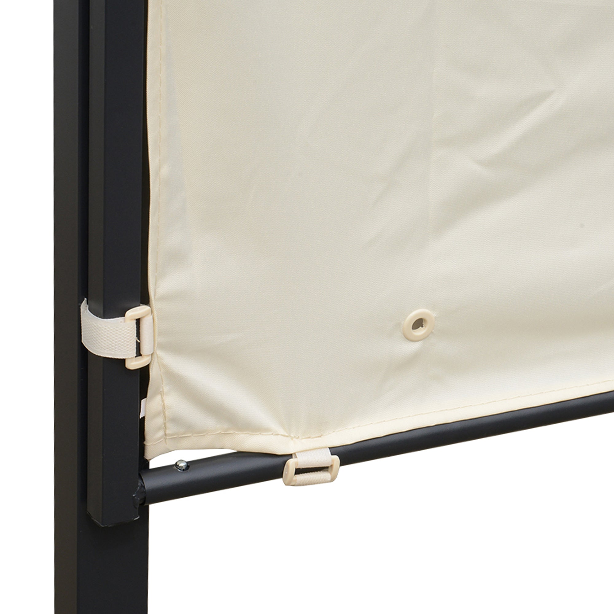 10x8ft Patio Metal Gazebo with Extendable Awning - Cream White-DECOROLALA